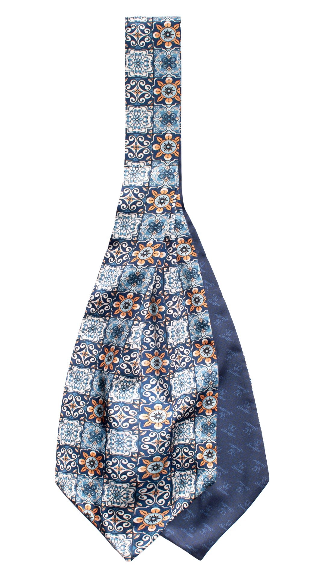 Ascot Siciliano Stampa di Raso con Maioliche Multicolor AS223 Made in Italy Graffeo Cravatte Retro