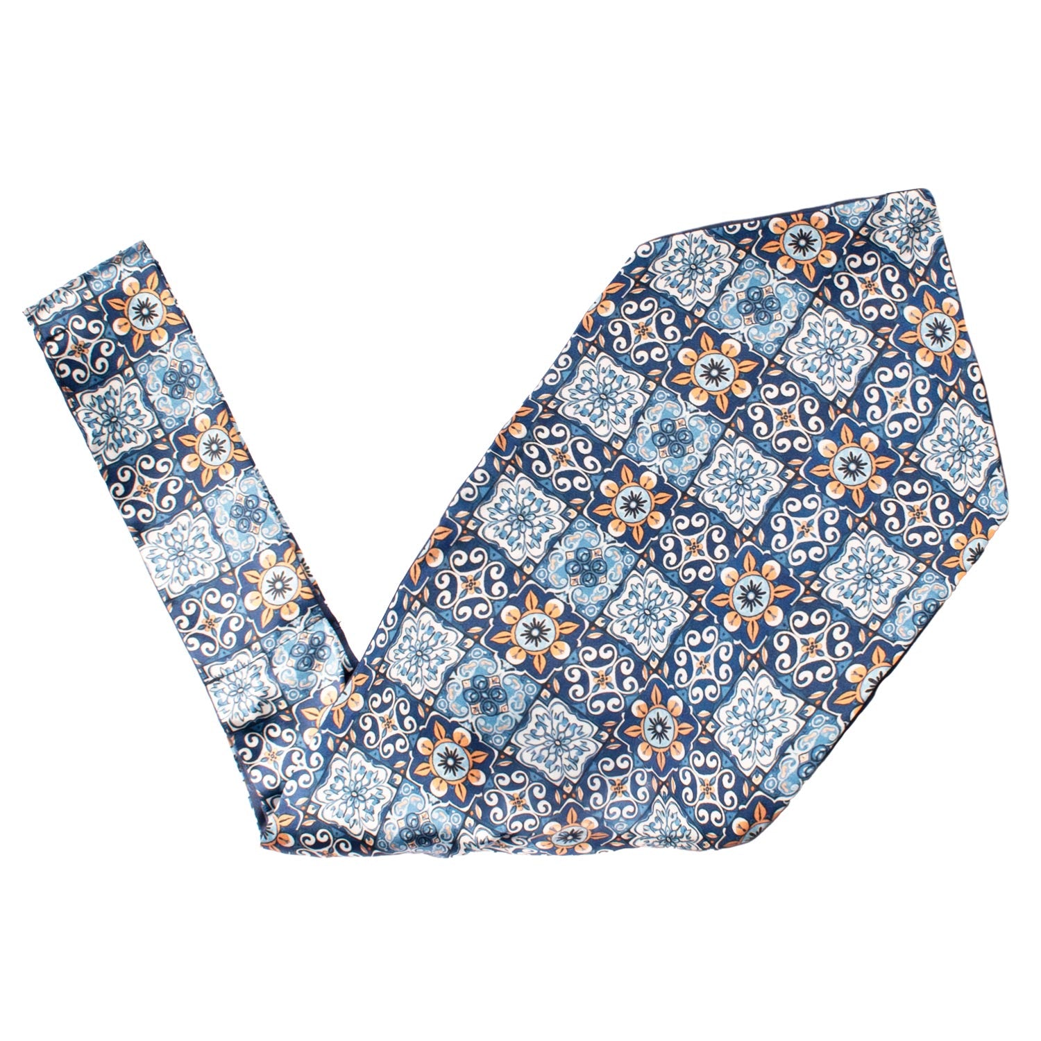 Ascot Siciliano Stampa di Raso con Maioliche Multicolor AS223 Made in Italy Graffeo Cravatte V