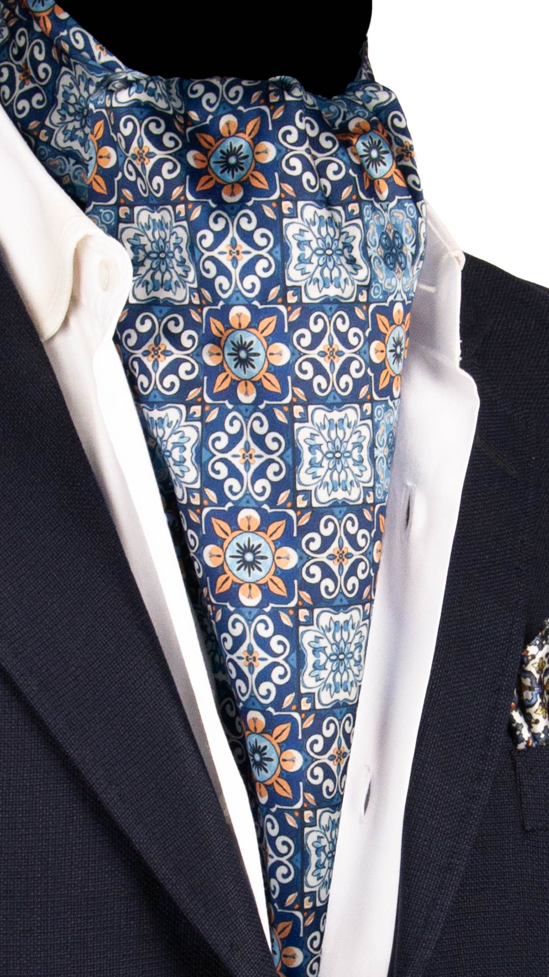 Ascot Siciliano Stampa di Raso con Maioliche Multicolor AS223 Made in Italy Graffeo Cravatte