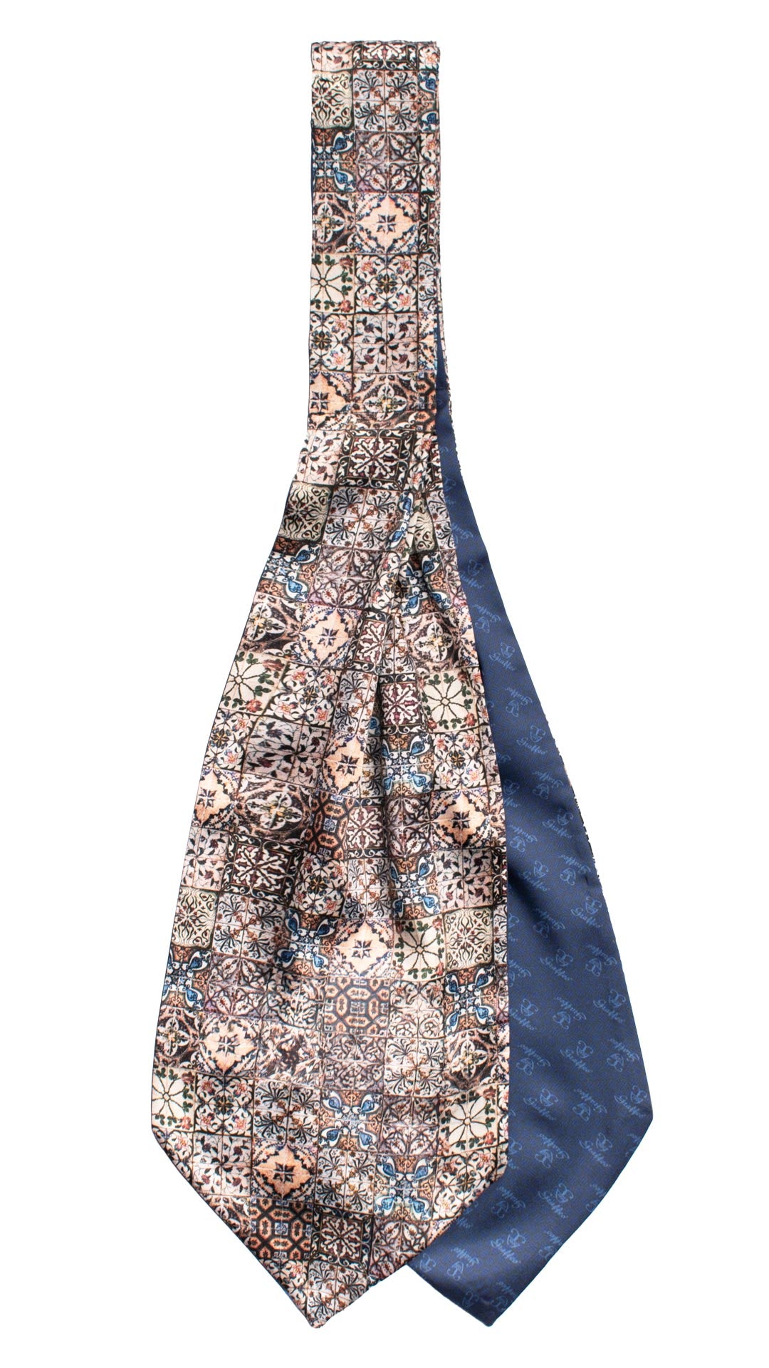 Ascot Siciliano Stampa di Raso con Maioliche Multicolor AS224 Made in Italy Graffeo Cravatte Retro