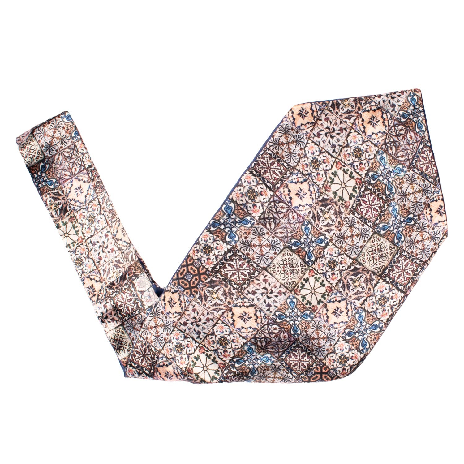 Ascot Siciliano Stampa di Raso con Maioliche Multicolor AS224 Made in Italy Graffeo Cravatte V