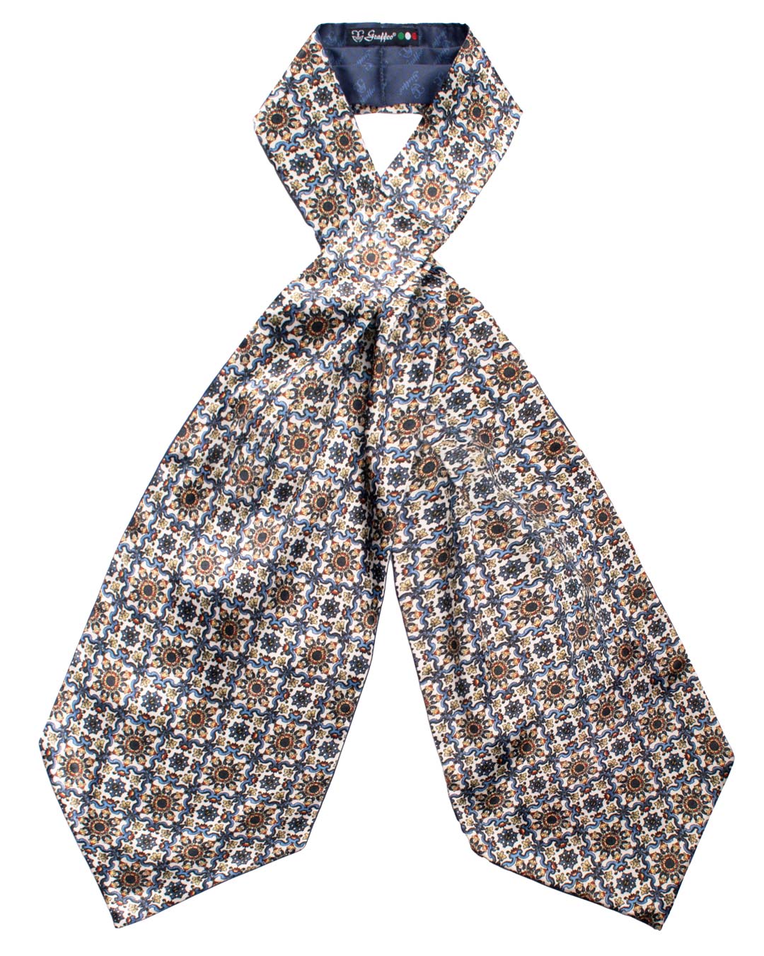 Ascot Siciliano Stampa di Raso con Maioliche Multicolor AS228 Made in Italy Graffeo Cravatte Intera