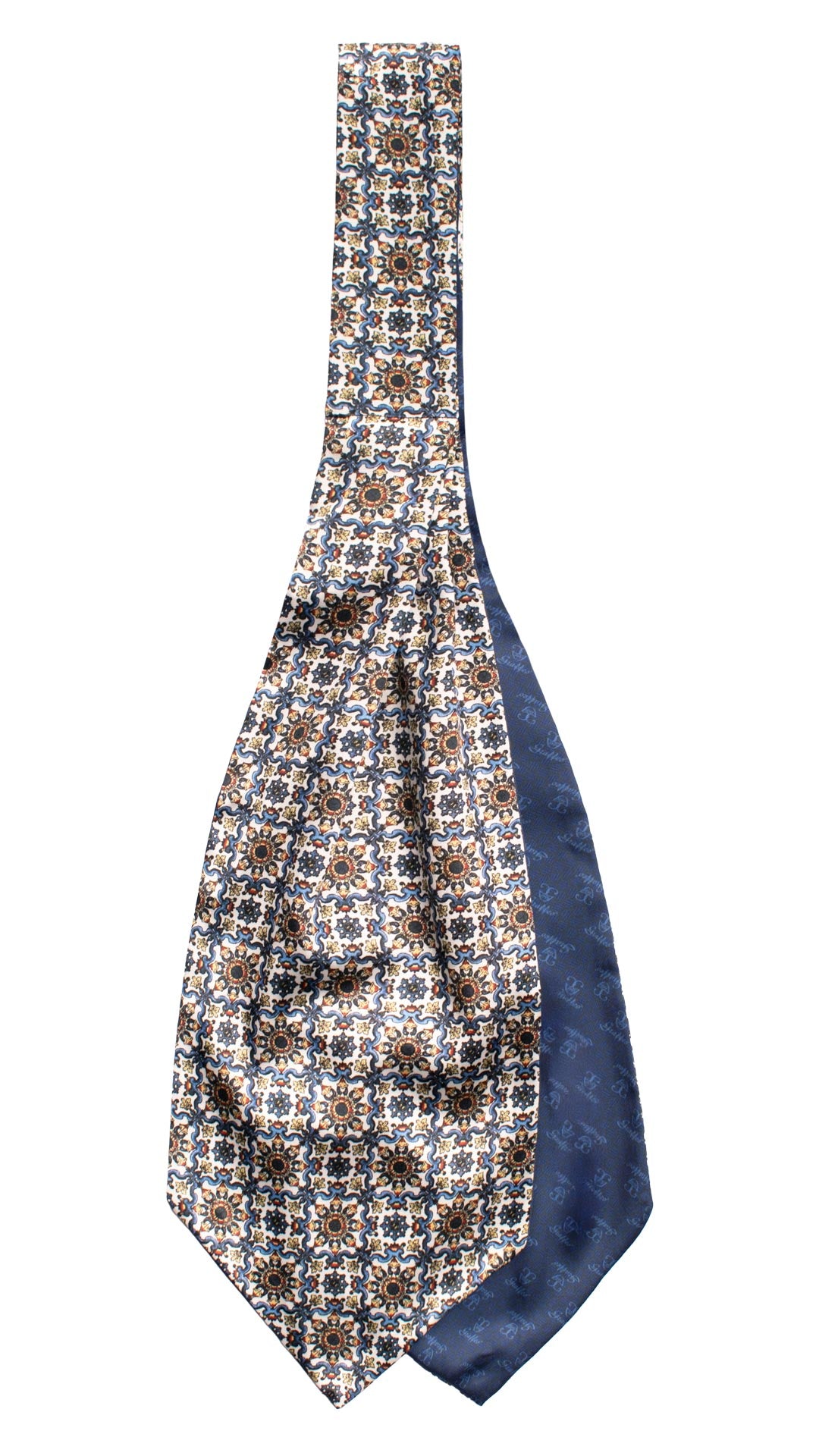 Ascot Siciliano Stampa di Raso con Maioliche Multicolor AS228 Made in Italy Graffeo Cravatte Retro