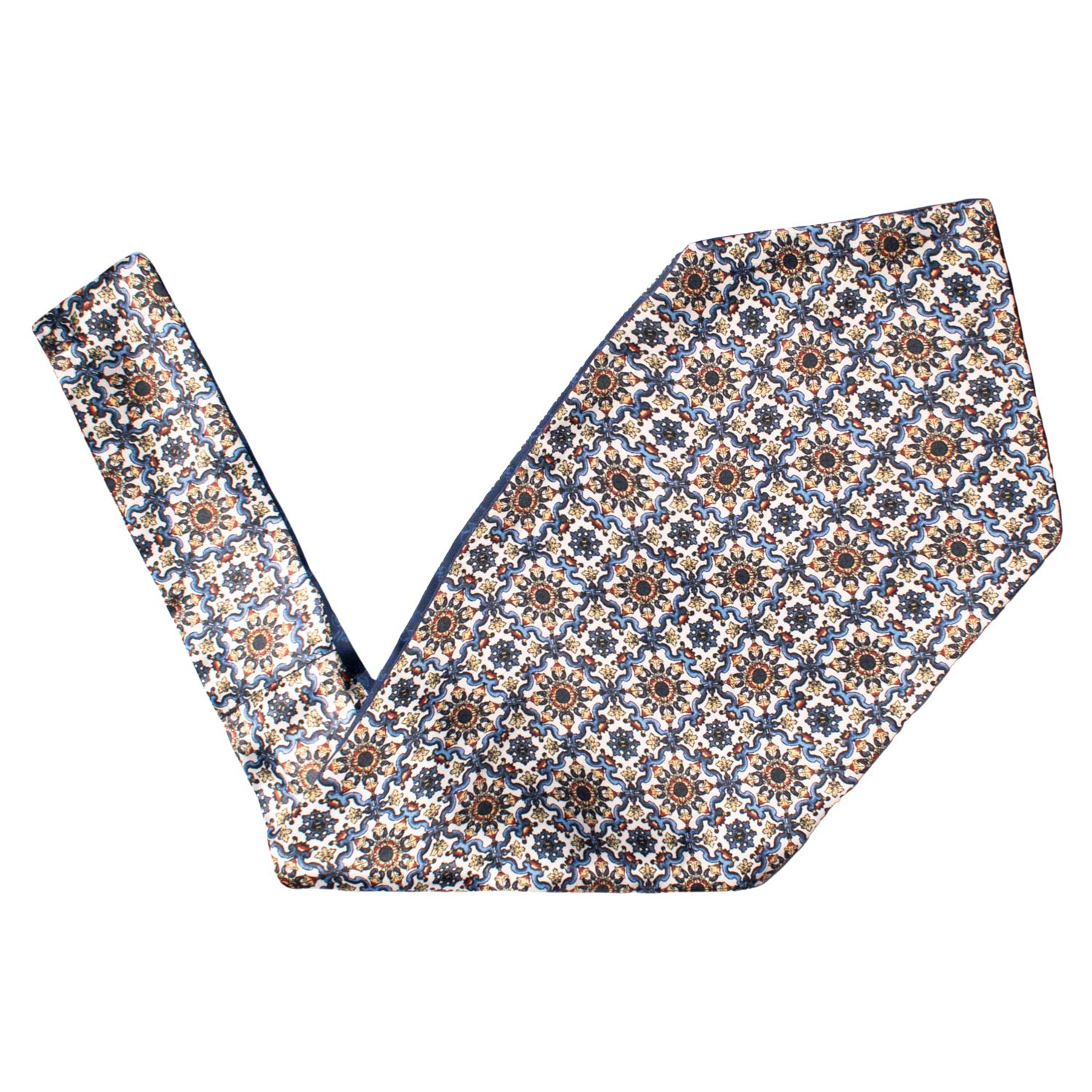 Ascot Siciliano Stampa di Raso con Maioliche Multicolor AS228 Made in Italy Graffeo Cravatte V