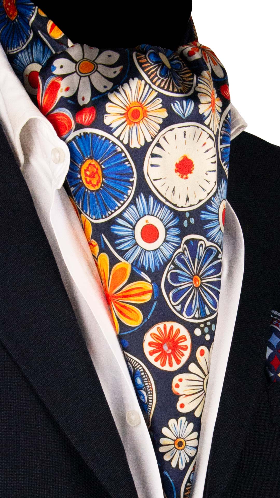 Ascot Siciliano Stampa di Raso con Maioliche Multicolor AS248 Made in Italy Graffeo Cravatte