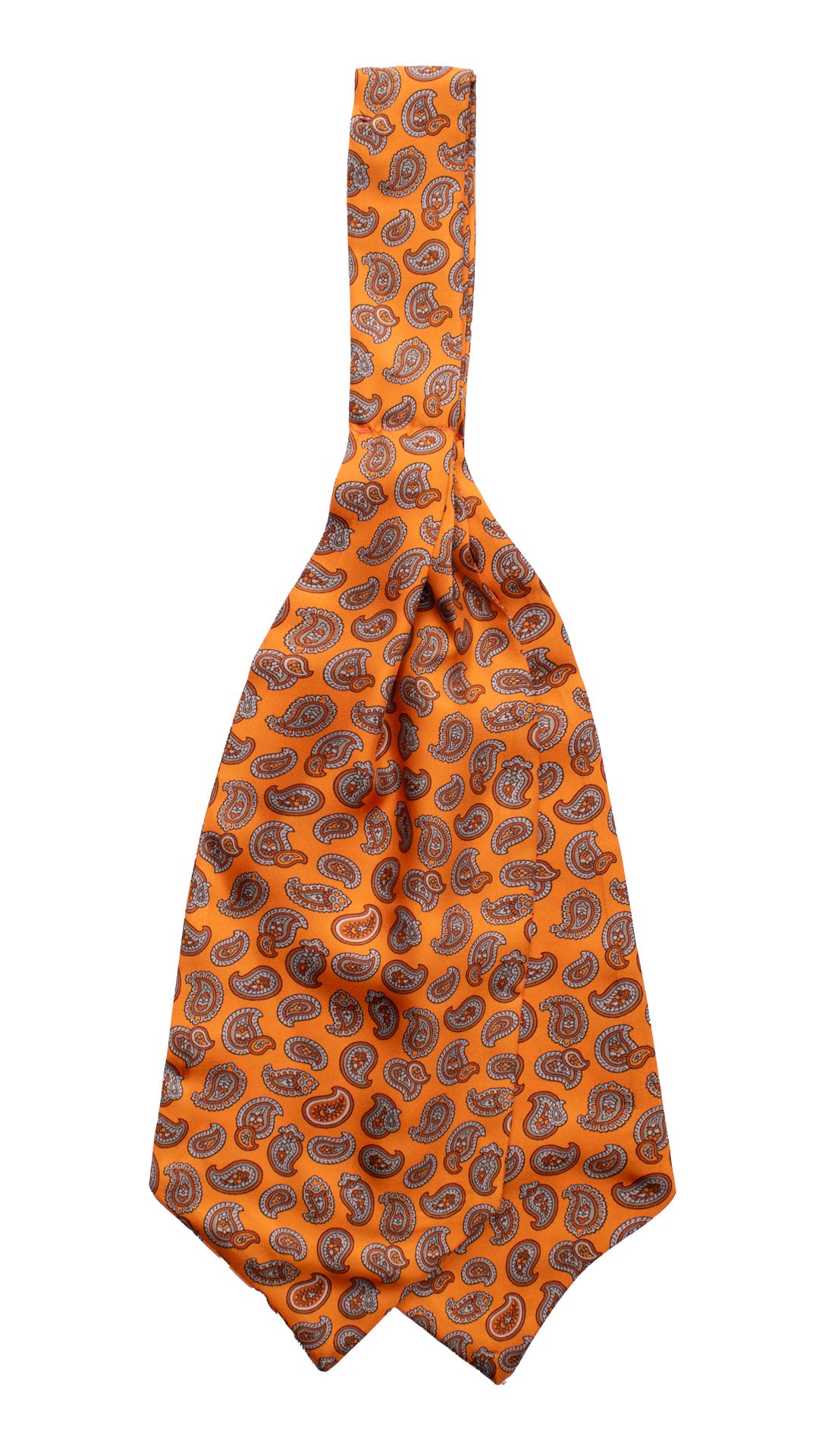 Ascot Stampa di Seta Arancione Paisley Grigio Tortora AS127 Retro