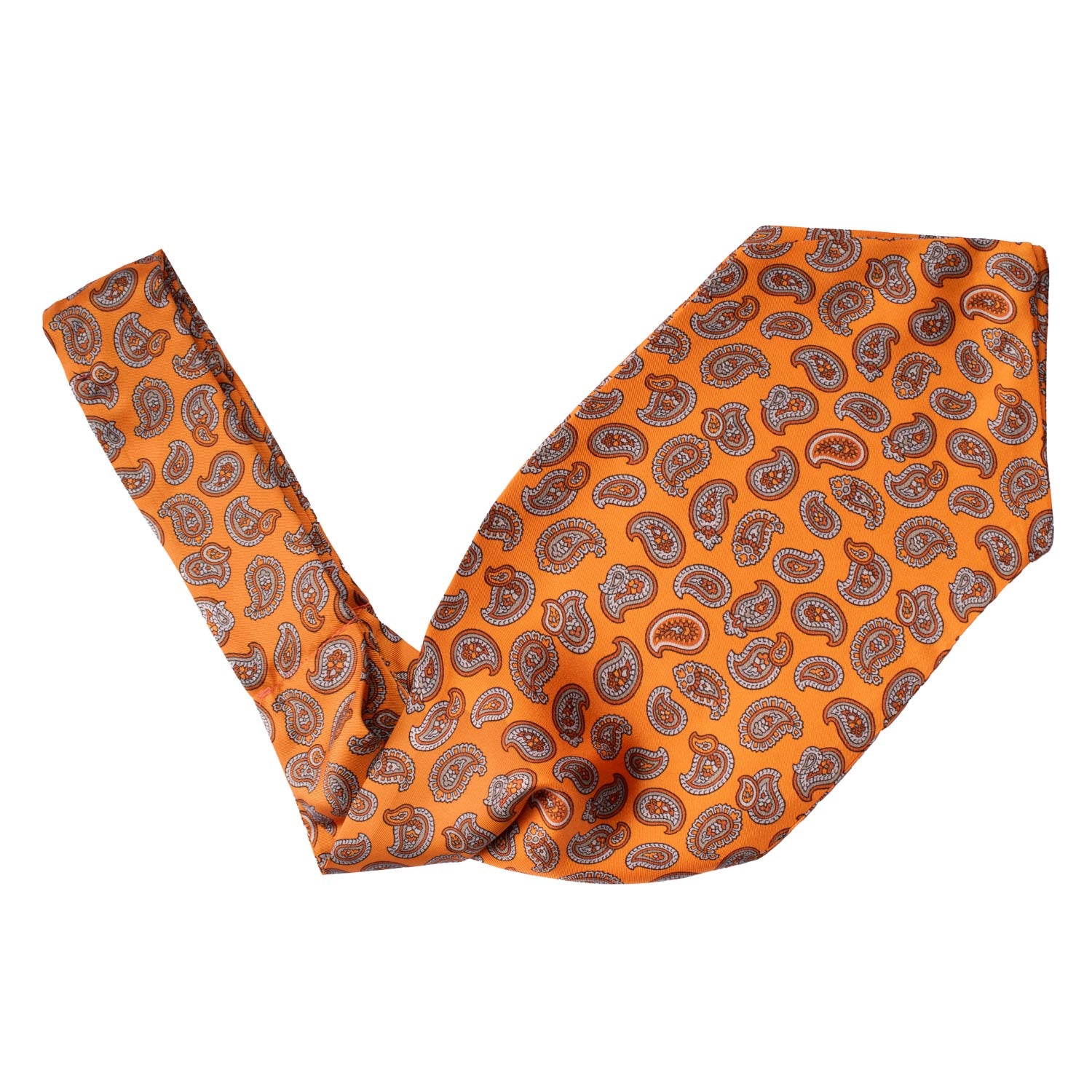 Ascot Stampa di Seta Arancione Paisley Grigio Tortora AS127 V
