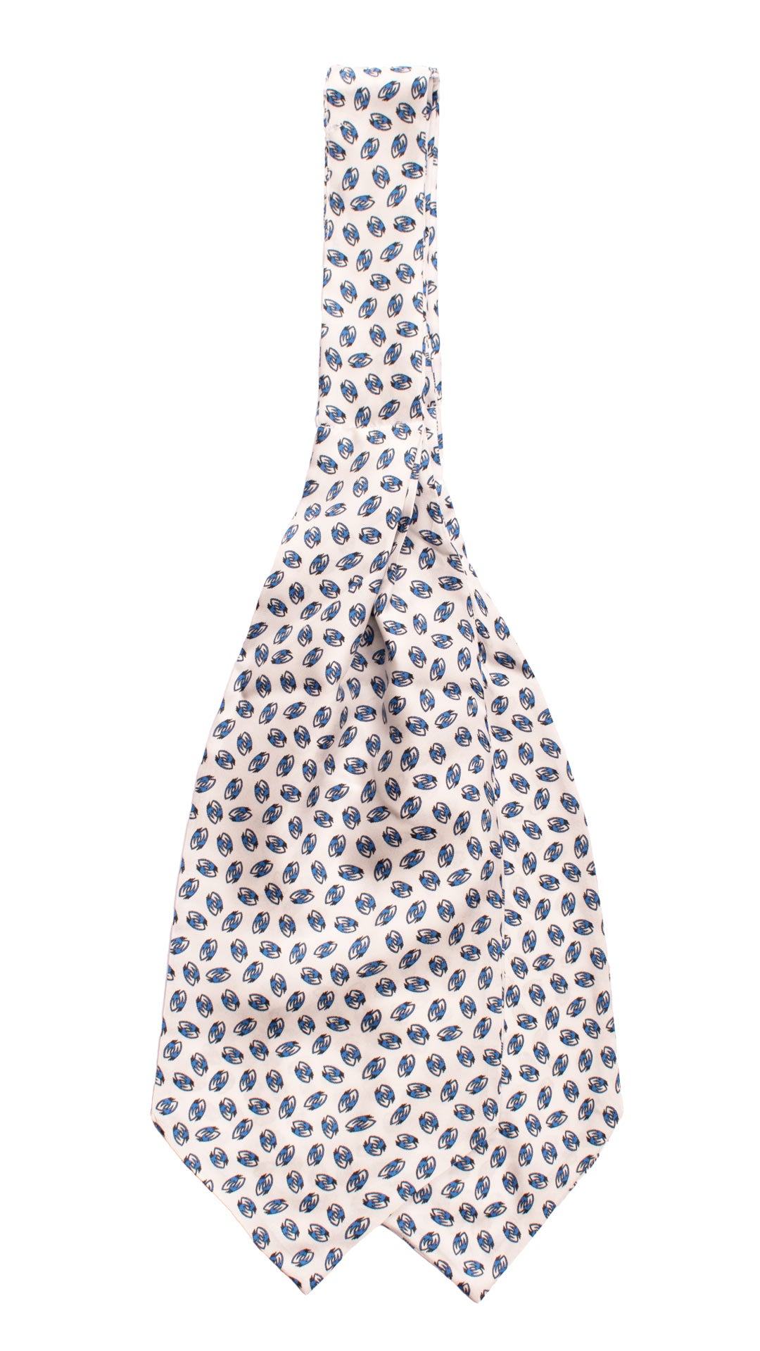 Ascot Stampa di Seta Bianco Fantasia Bluette AS168 Retro
