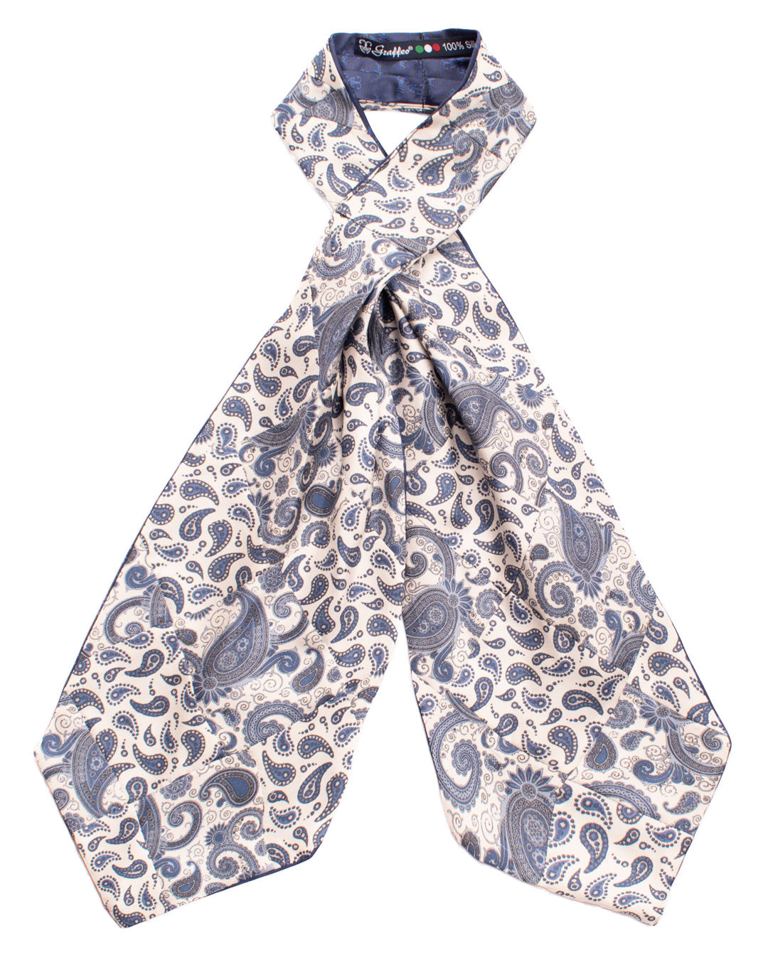 Ascot-Stampa-di-Seta-Bianco-Vintage-Patchwork-Paisley-Celeste-Grigio-AP93
Intera