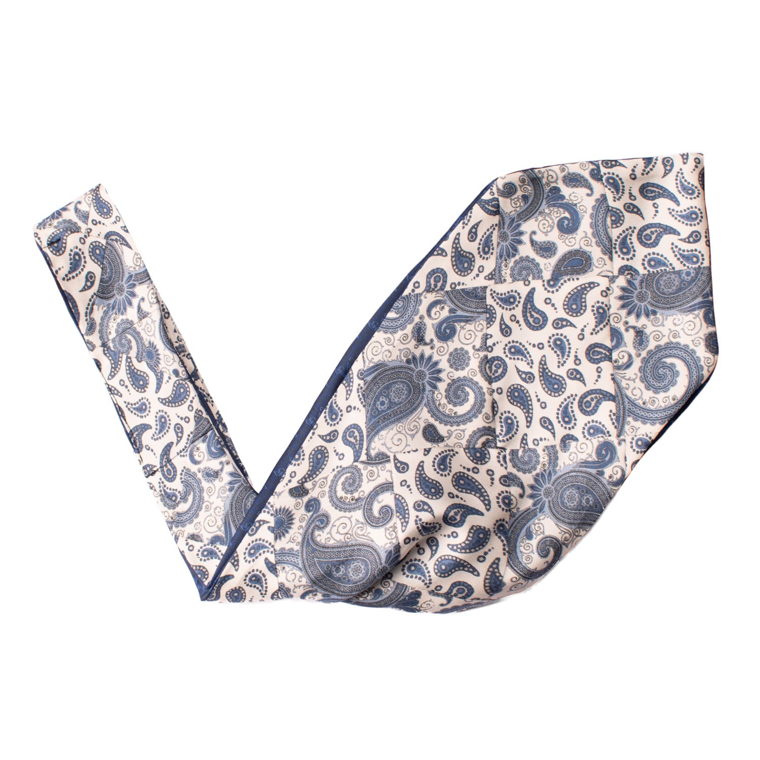 Ascot-Stampa-di-Seta-Bianco-Vintage-Patchwork-Paisley-Celeste-Grigio-AP93
V