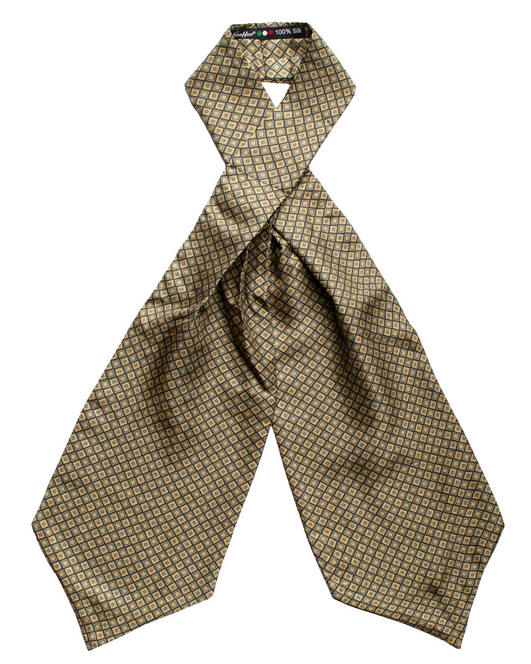 Ascot Stampa di Seta Blu Fantasia Gialla Bluette AS175 Fronte