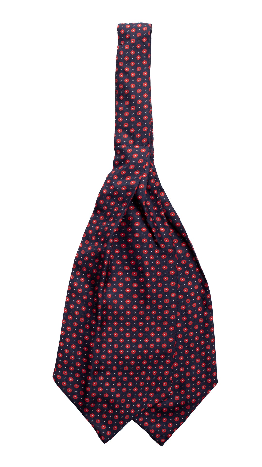 Ascot Stampa di Seta Blu Fantasia Rossa Bianca AS104 Retro