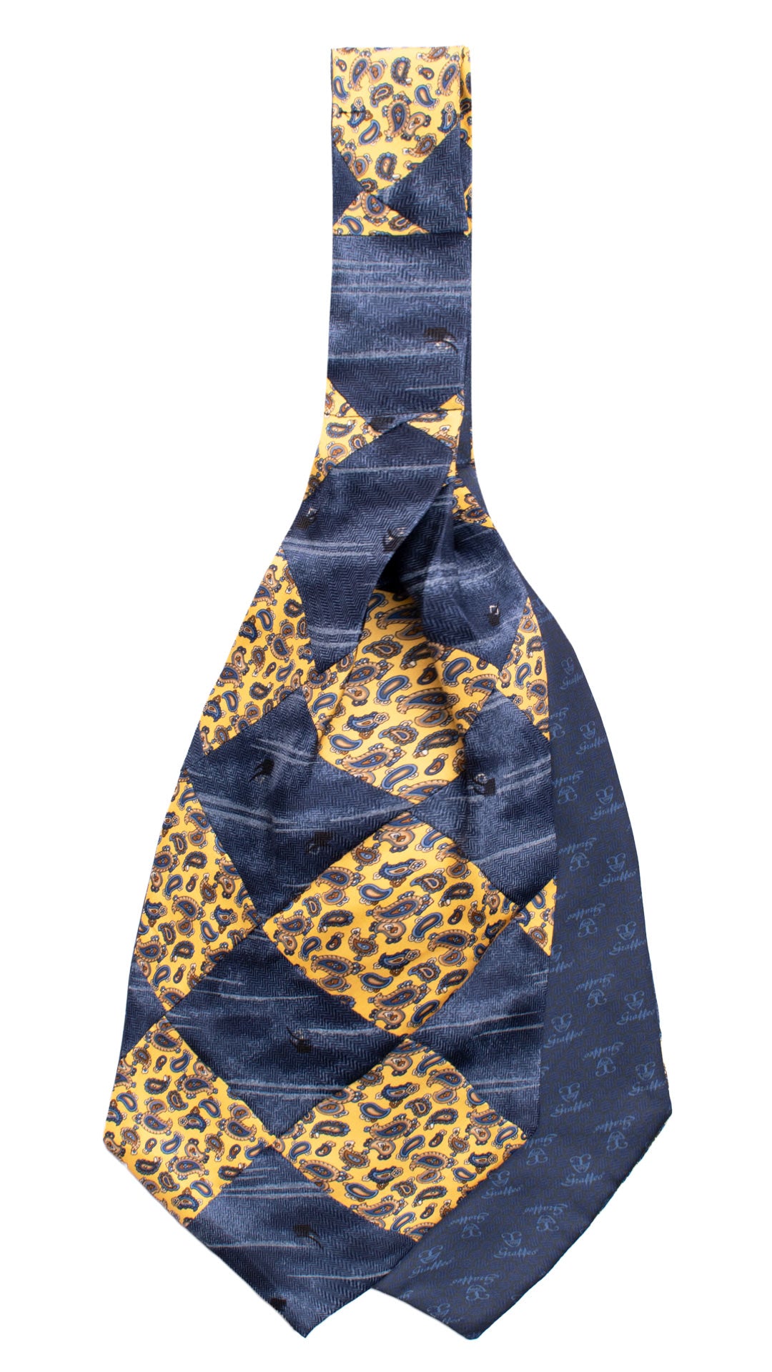 Ascot-Stampa-di-Seta-Blu-Giallo-Vintage-Patchwork-Fantasia-Multicolor-AP80
Retro