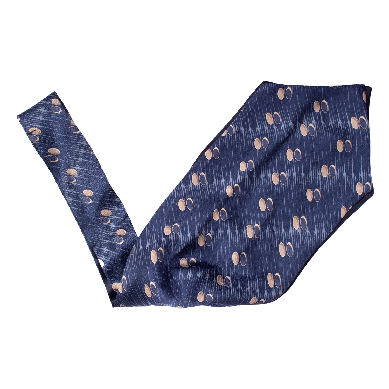 Ascot Stampa di Seta Blu Navy Fantasia Azzurro Bianco AS116 V