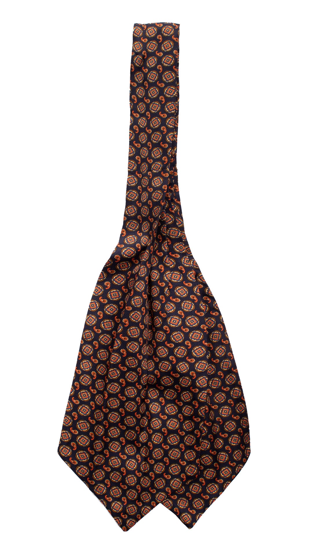 Ascot Stampa di Seta Blu Paisley Arancione Giallo MArrone AS103 Retro