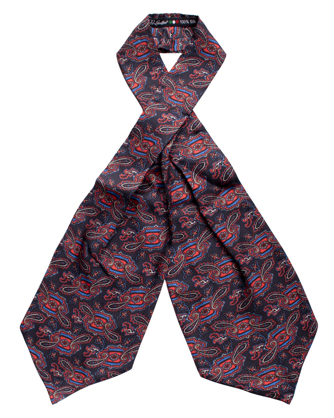 Ascot Stampa di Seta Blu Paisley Multicolor AS193 Fronte