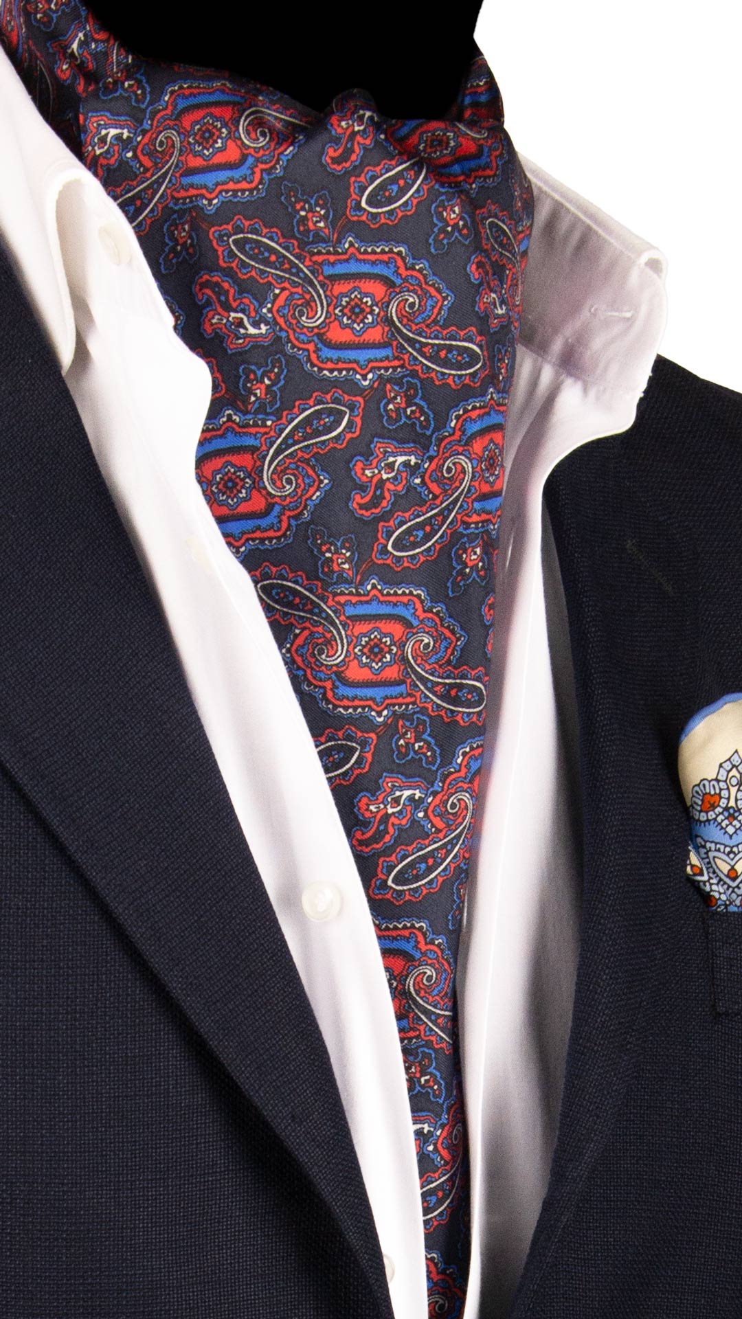 Ascot Stampa di Seta Blu Paisley Multicolor AS193 Made in italy Graffeo Cravatte