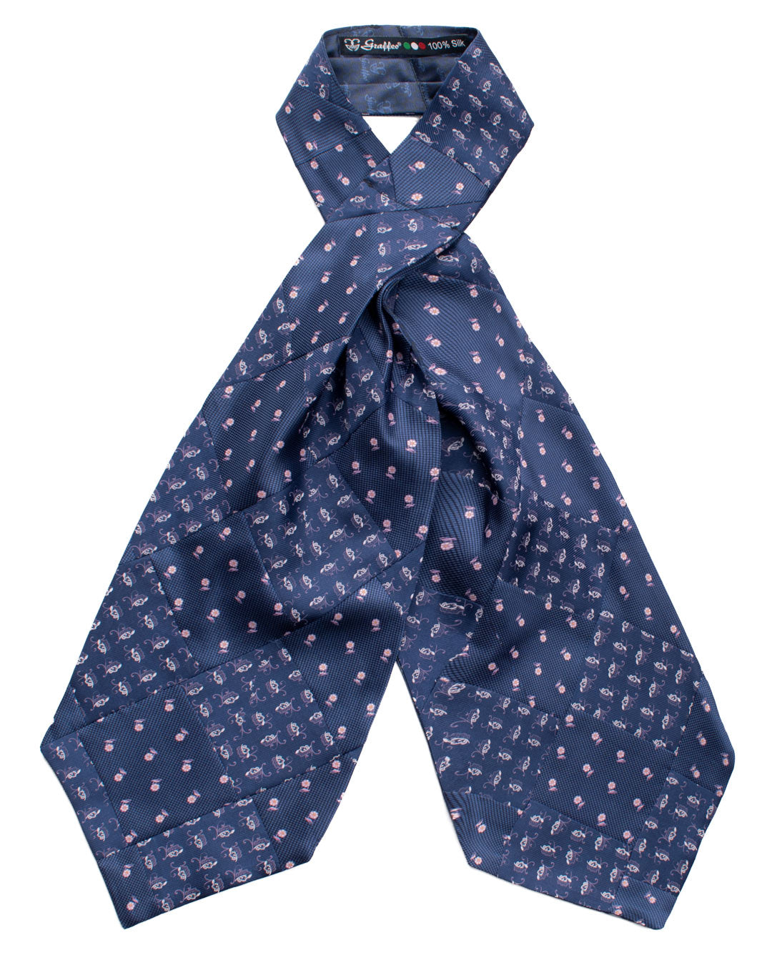 Ascot-Stampa-di-Seta-Blu-Vintage-Patchwork-Fantasia-Rosa-Bianco-AP90
Intera