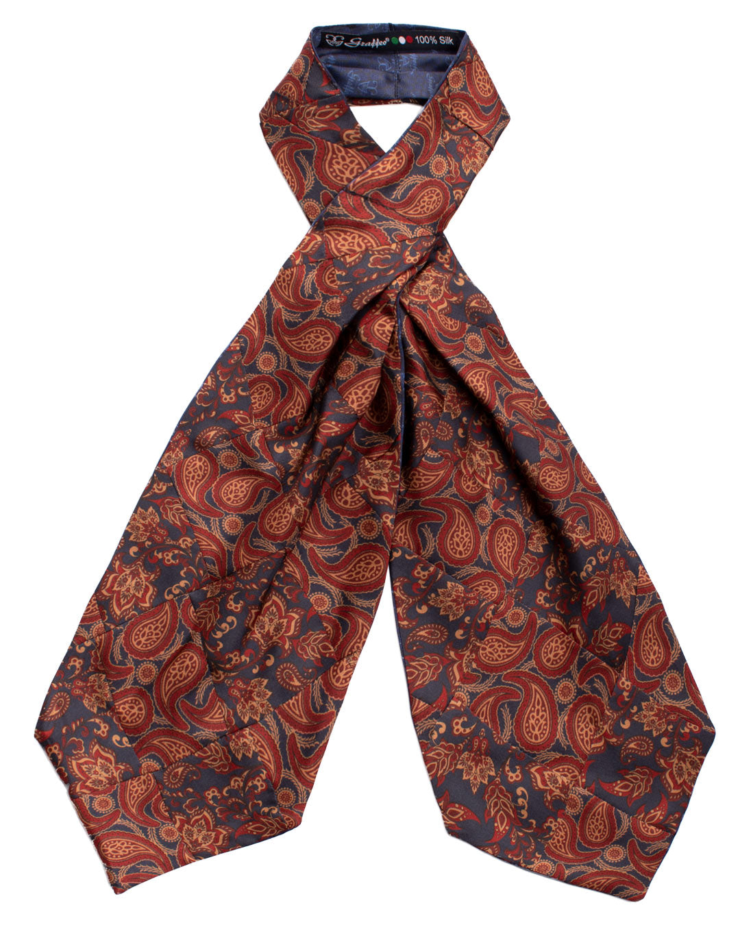 Ascot-Stampa-di-Seta-Blu-Vintage-Patchwork-Paisley-Bordeaux-Marrone-AP69
Intera