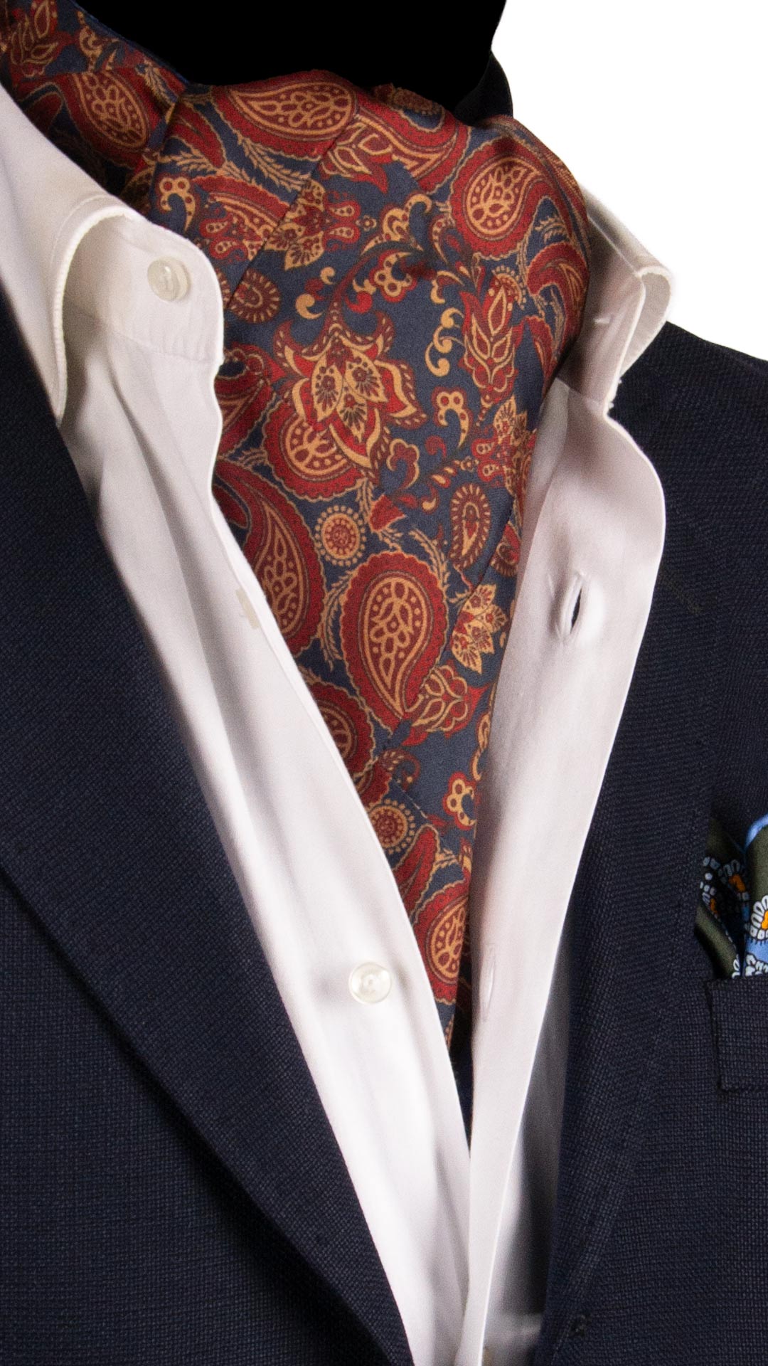 Ascot-Stampa-di-Seta-Blu-Vintage-Patchwork-Paisley-Bordeaux-Marrone-AP69