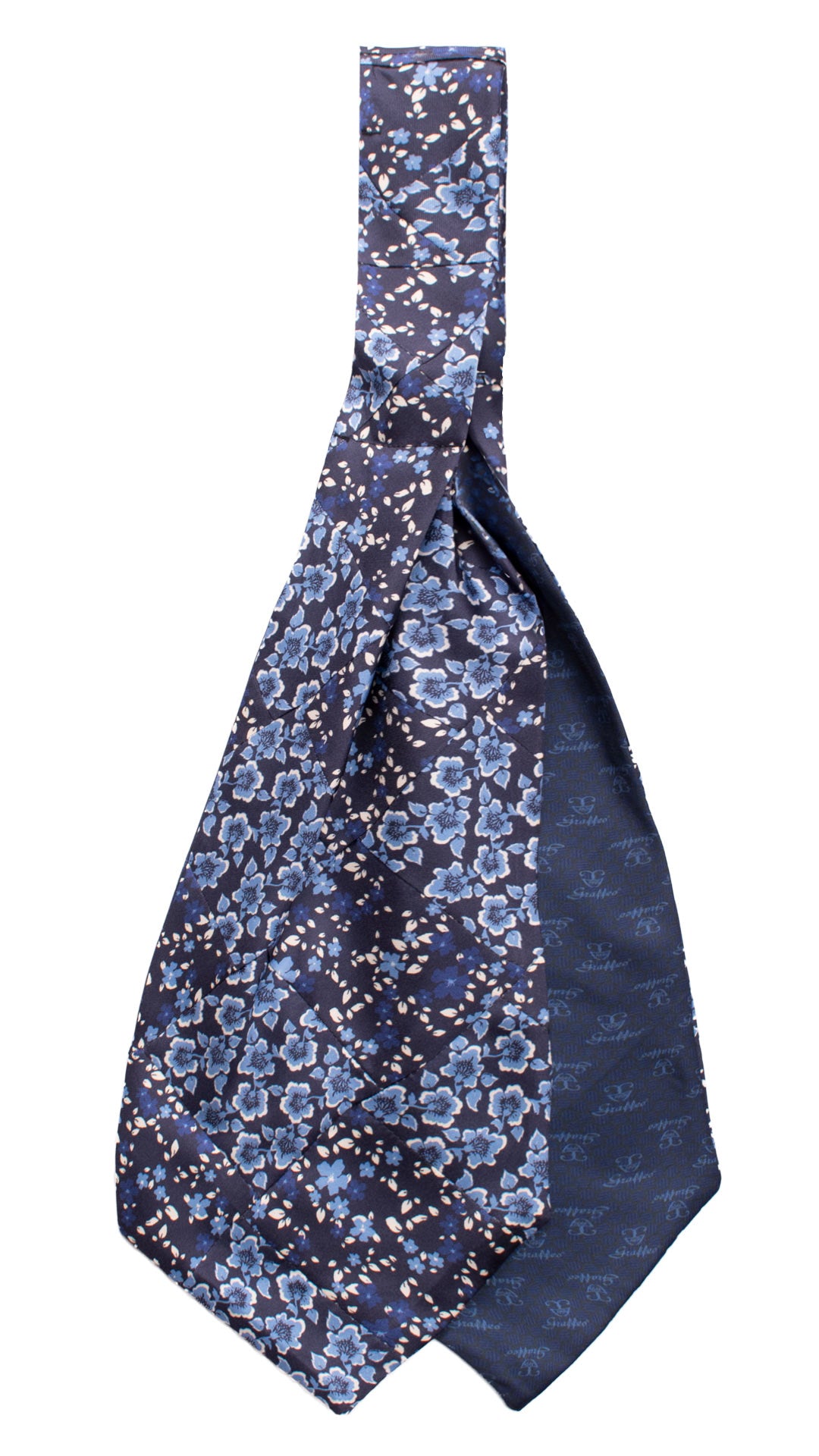 Ascot-Stampa-di-Seta-Blu-Vintage-Patchwork-a-Fiori-Bianchi-Azzurri-Bluette-AP66
Retro