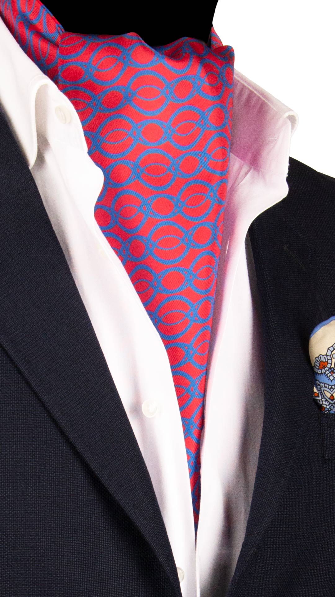 Ascot Stampa di Seta Rosso Fantasia Avio AS194 Made in italy Graffeo Cravatte