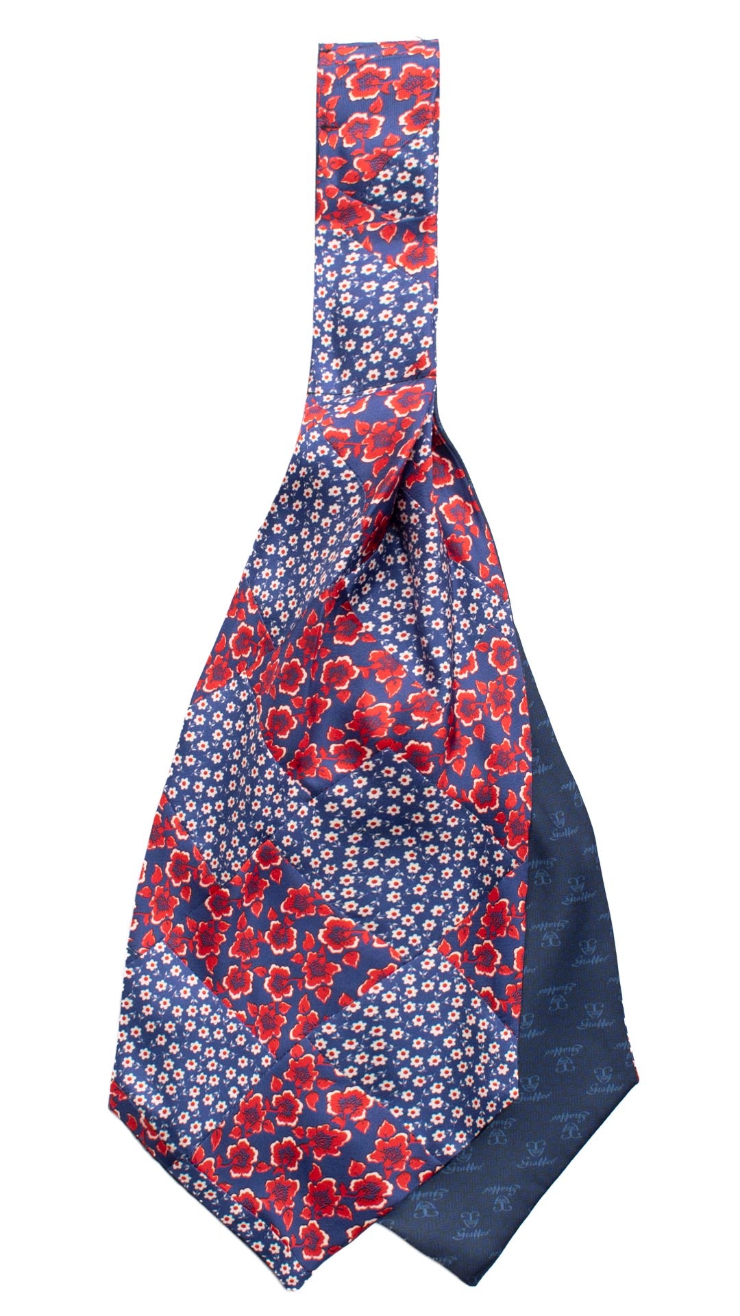 Ascot-Stampa-di-Seta-Bluette-Vintage-Patchwork-a-Fiori-Rossi-Bianchi-AP67
Retro