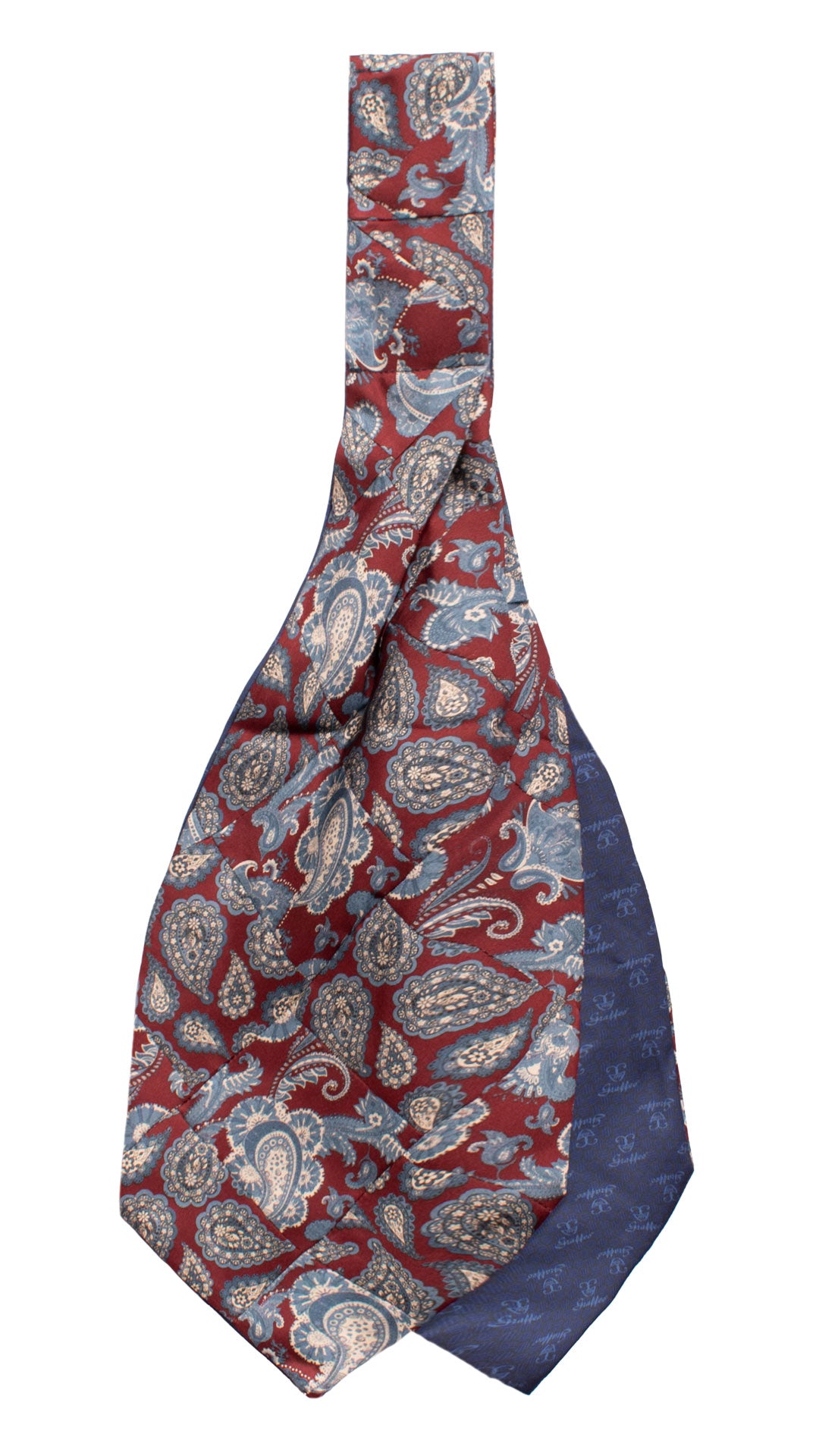 Ascot-Stampa-di-Seta-Bordeaux-Vintage-Patchwork-Paisley-Celeste-Bianco-AP60-Retro