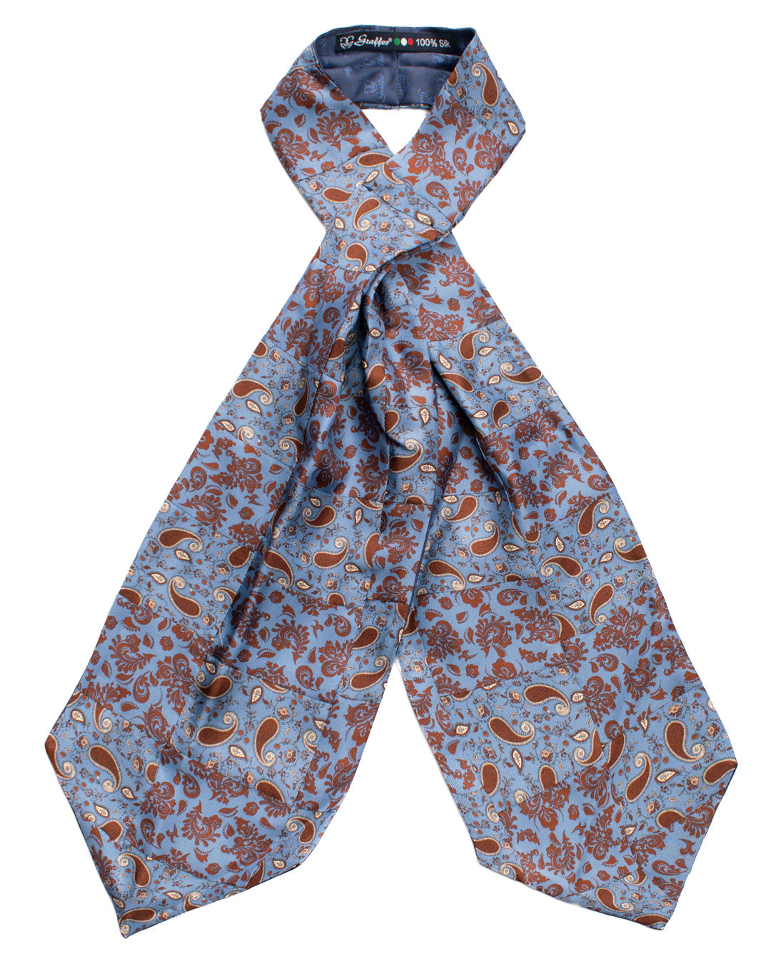 Ascot-Stampa-di-Seta-Celeste-Vintage-Patchwork-Paisley-Marrone-Bianco-AP95
Intera