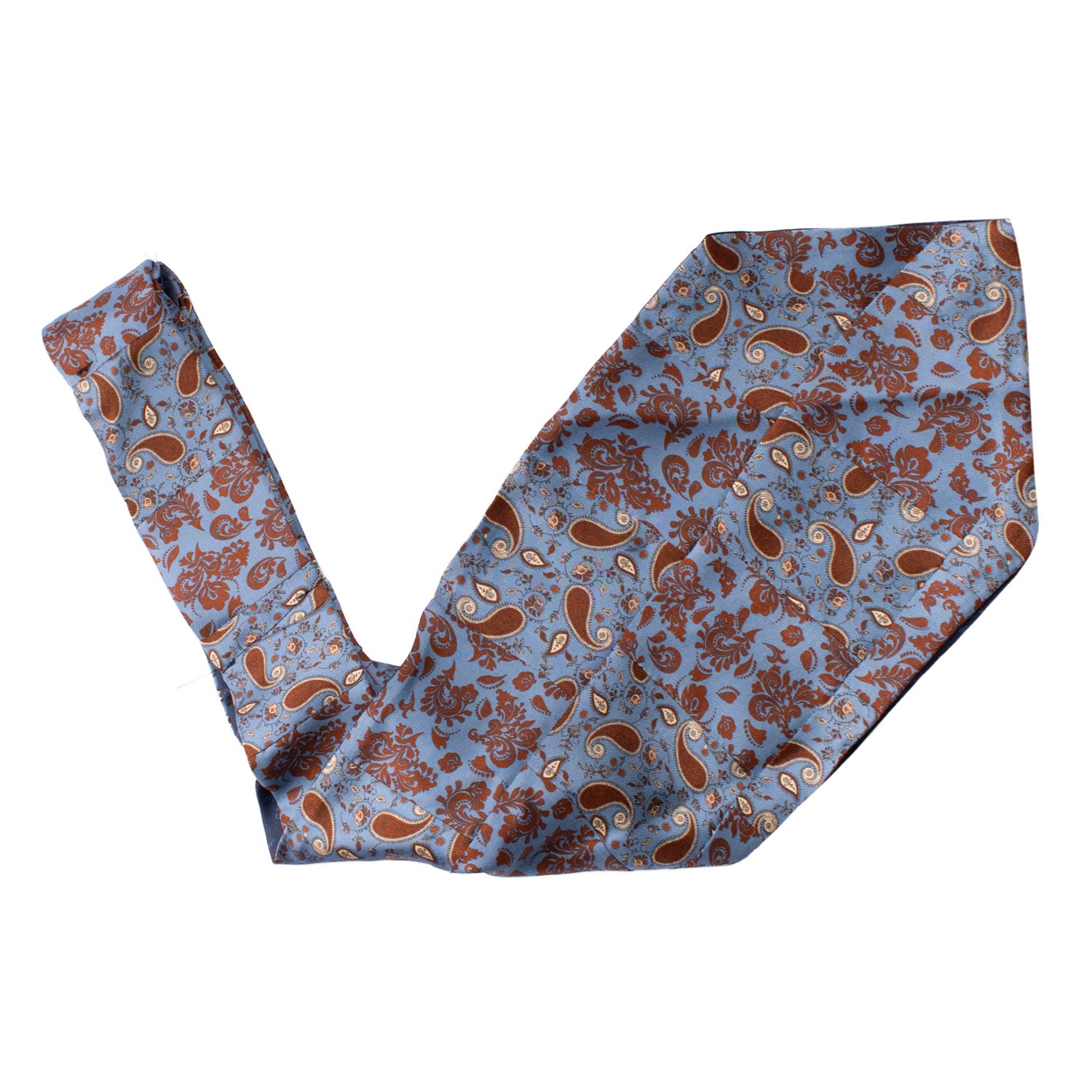 Ascot-Stampa-di-Seta-Celeste-Vintage-Patchwork-Paisley-Marrone-Bianco-AP95
V