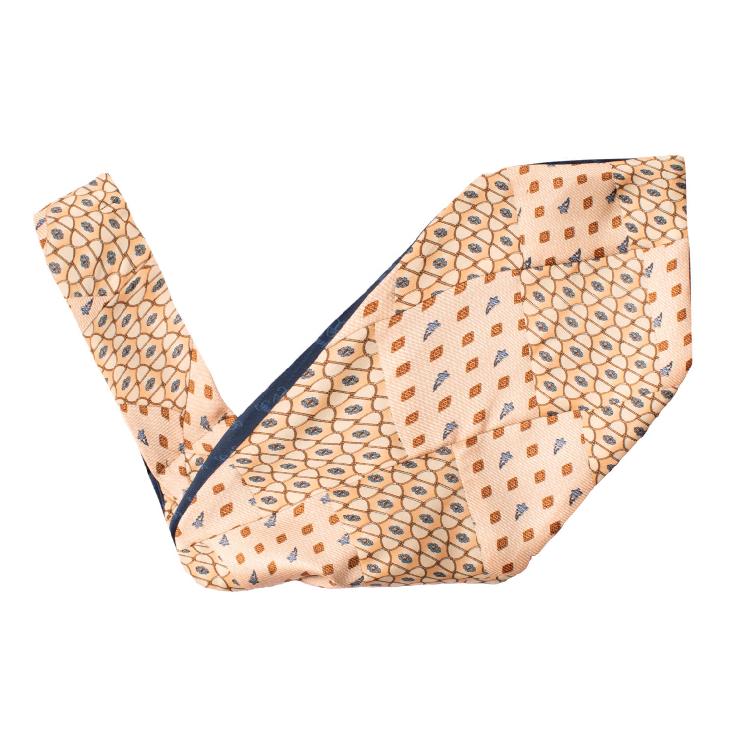 Ascot-Stampa-di-Seta-Rosa-Salmone-Vintage-Patchwork-Fantasia-Multicolor-AP59
V