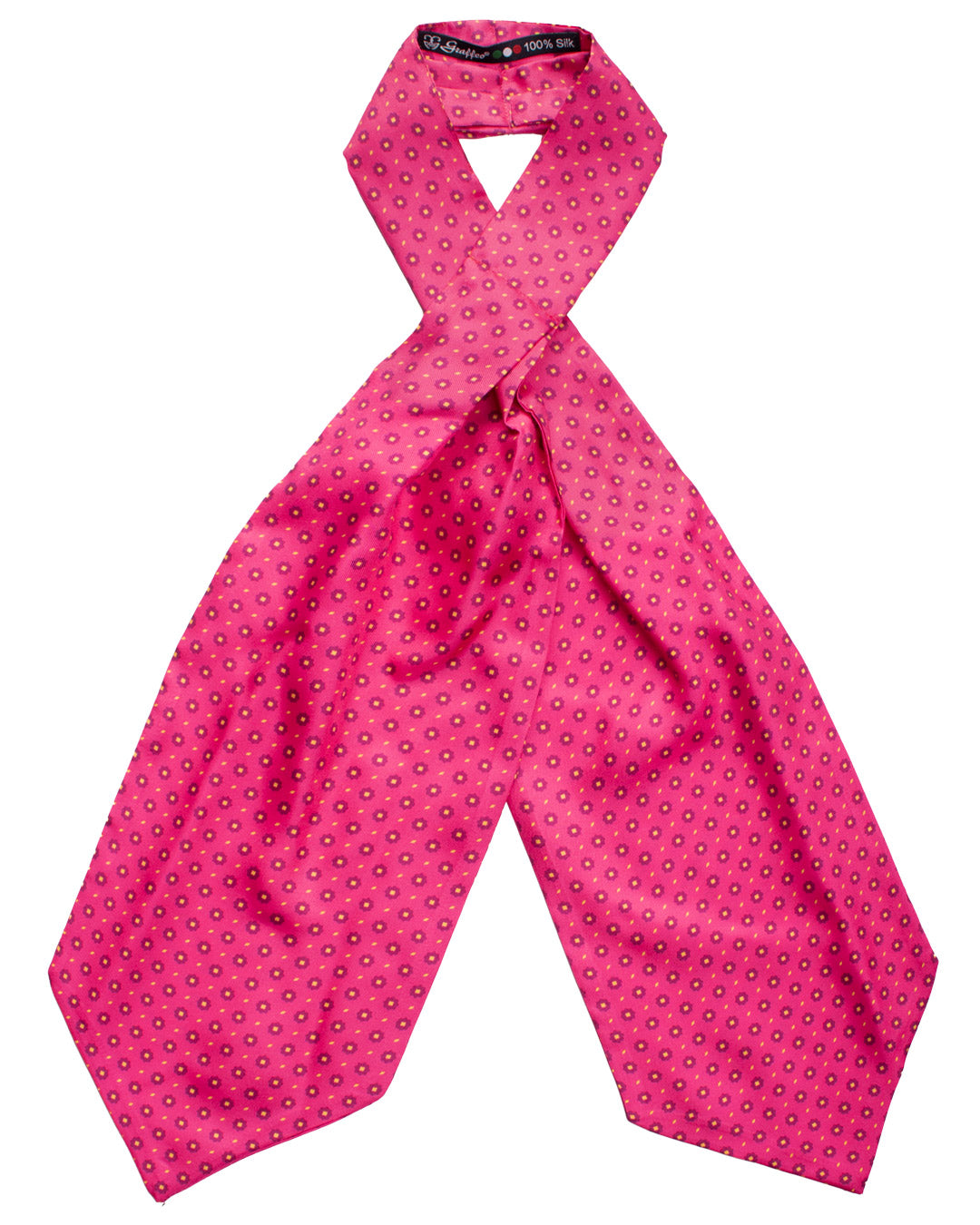Ascot Stampa di Seta Fucsia Fantasia Gialla AS139 Fronte