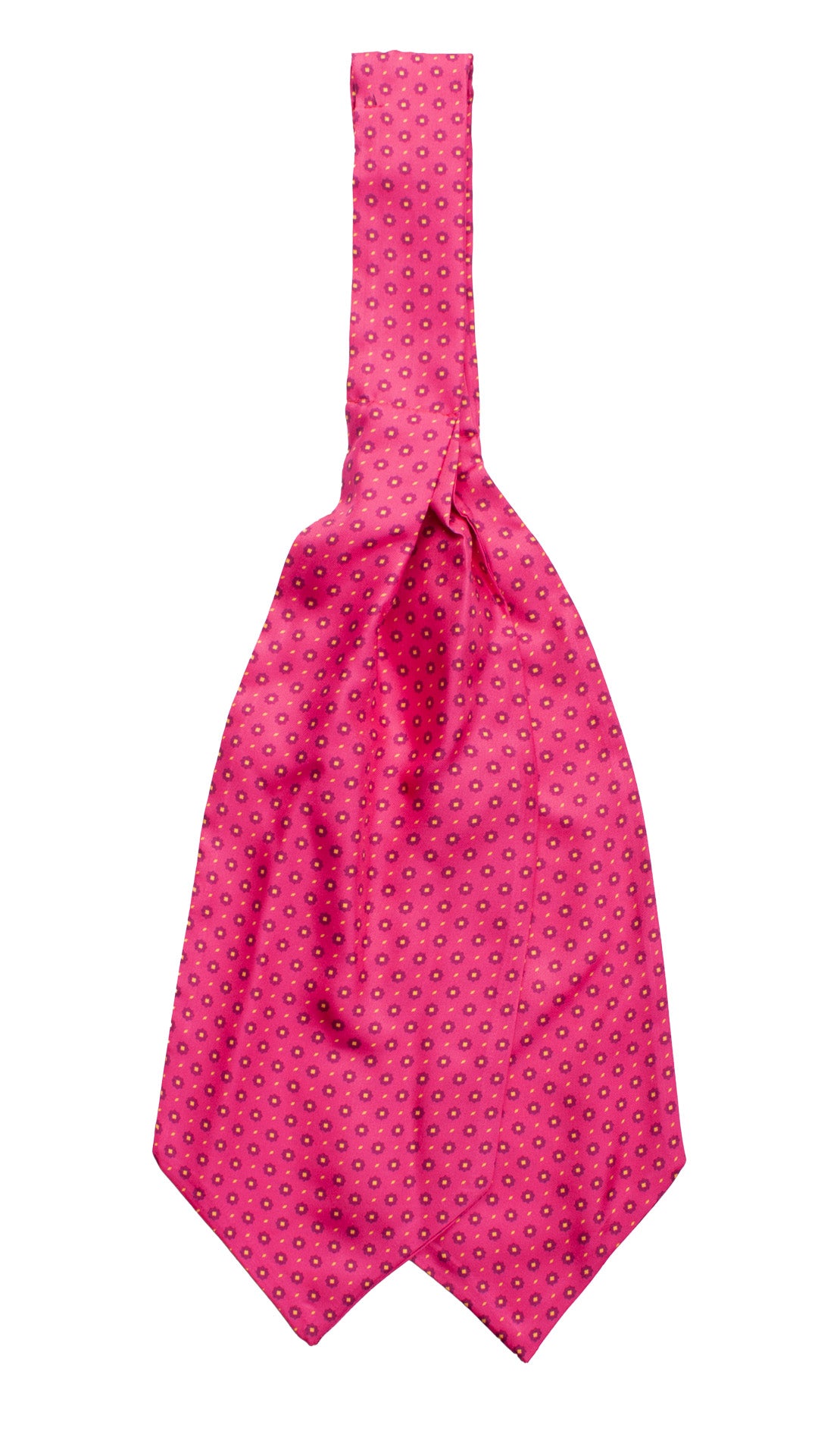 Ascot Stampa di Seta Fucsia Fantasia Gialla AS139 Retro