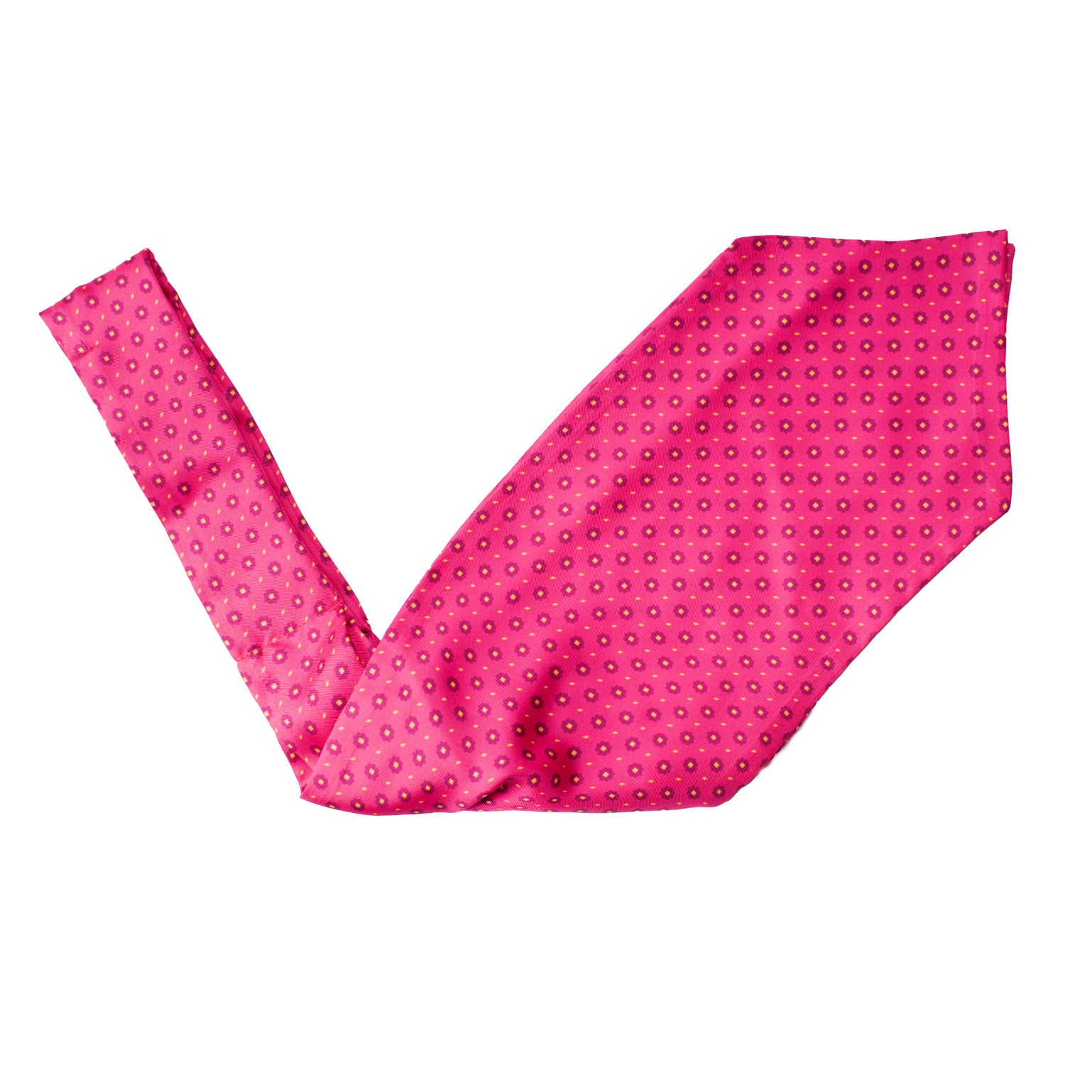 Ascot Stampa di Seta Fucsia Fantasia Gialla AS139 V