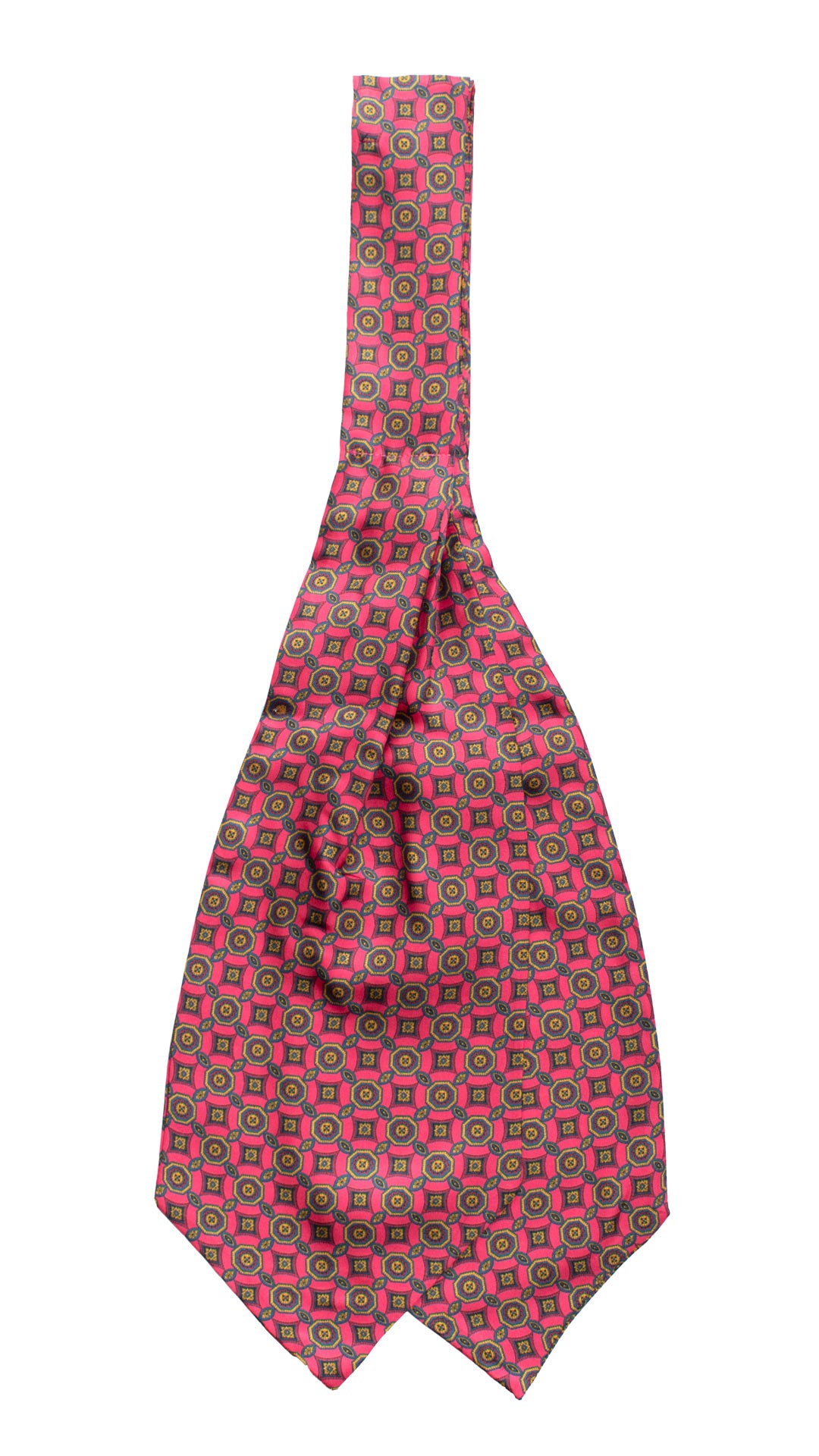 Ascot Stampa di Seta Fucsia Rosa Fantasia Gialla Blu Navy AS158 Retro