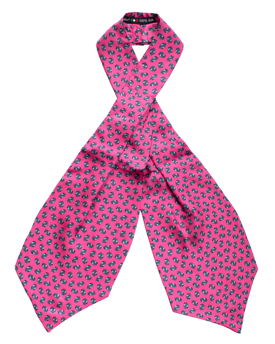 Ascot Stampa di Seta Fucsia Rosa Fantasia Tiffany Celeste AS152 Fronte