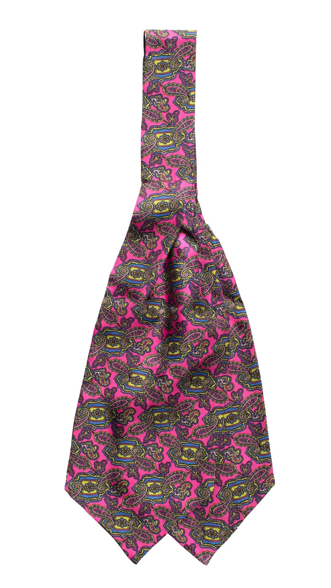 Ascot Stampa di Seta Fucsia Rosa Paisley Multicolor AS166 Retro