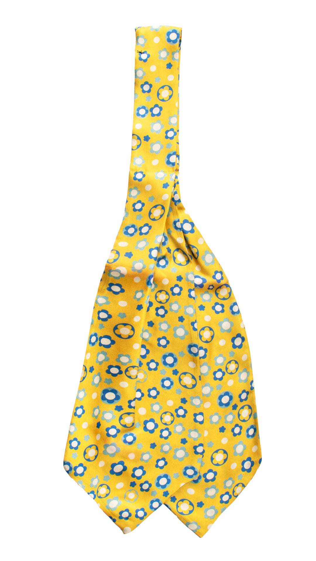 Ascot Stampa di Seta Giallo a Fiori Multicolor AS155 Retro