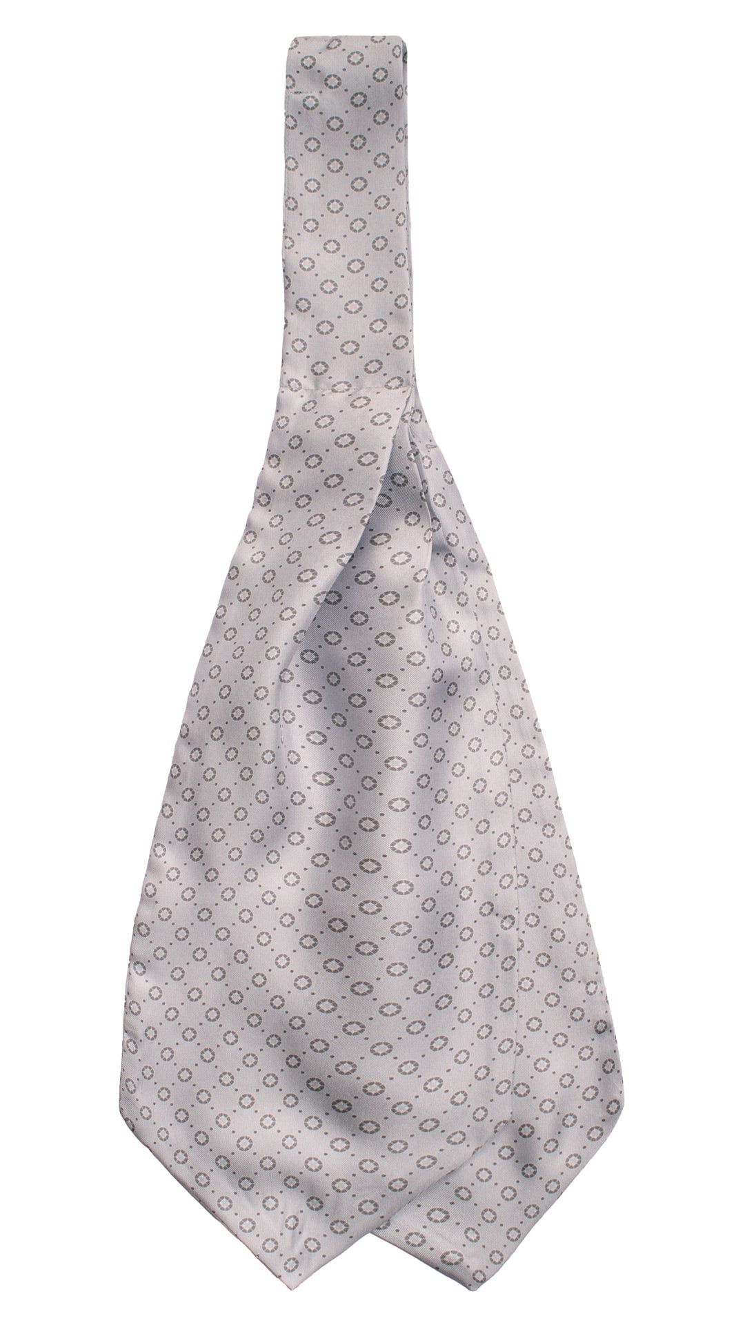 Ascot Stampa di Seta Grigio Argento Fantasia Grigia Bianca AS229 Made in Italy Graffeo Cravatte Retro