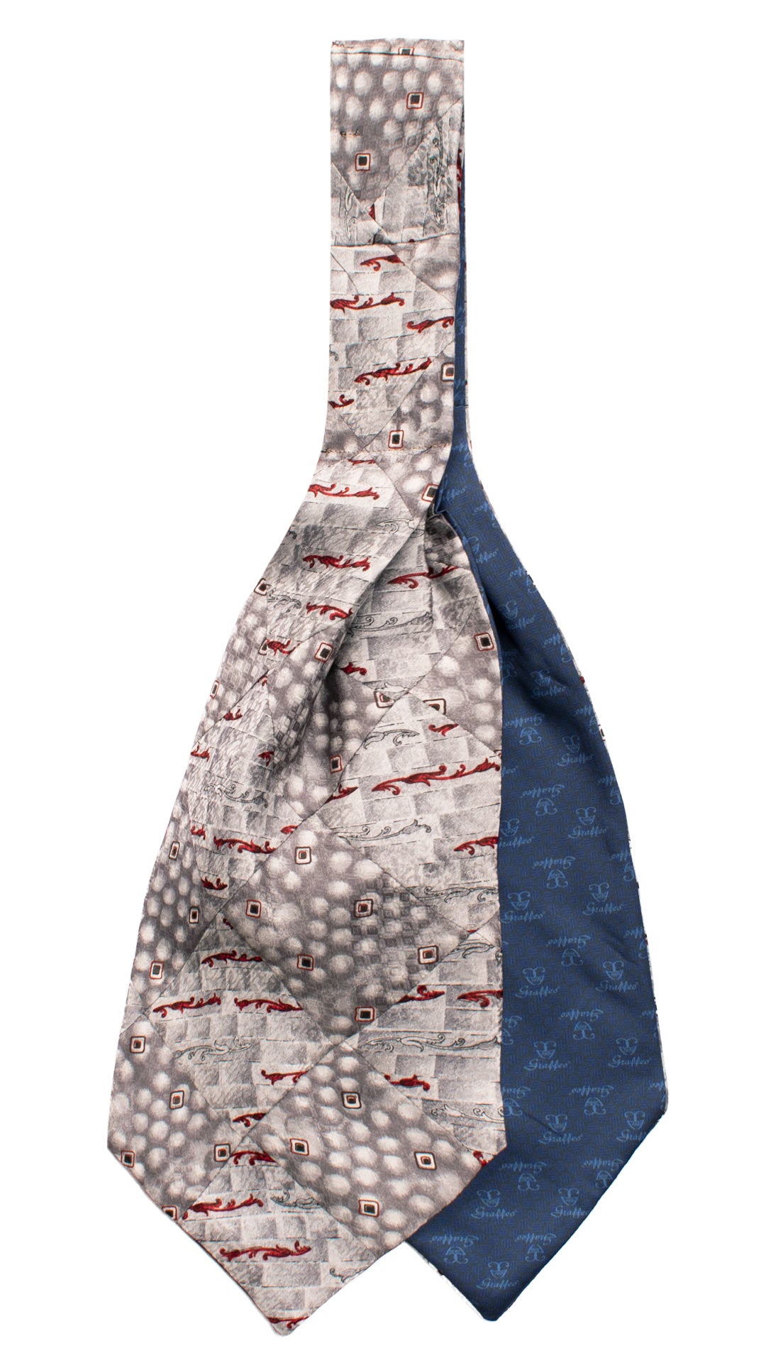 Ascot-Stampa-di-Seta-Grigio-Argento-Vintage-Patchwork-Fantasia-Rossa-Nera- AP62
Retro