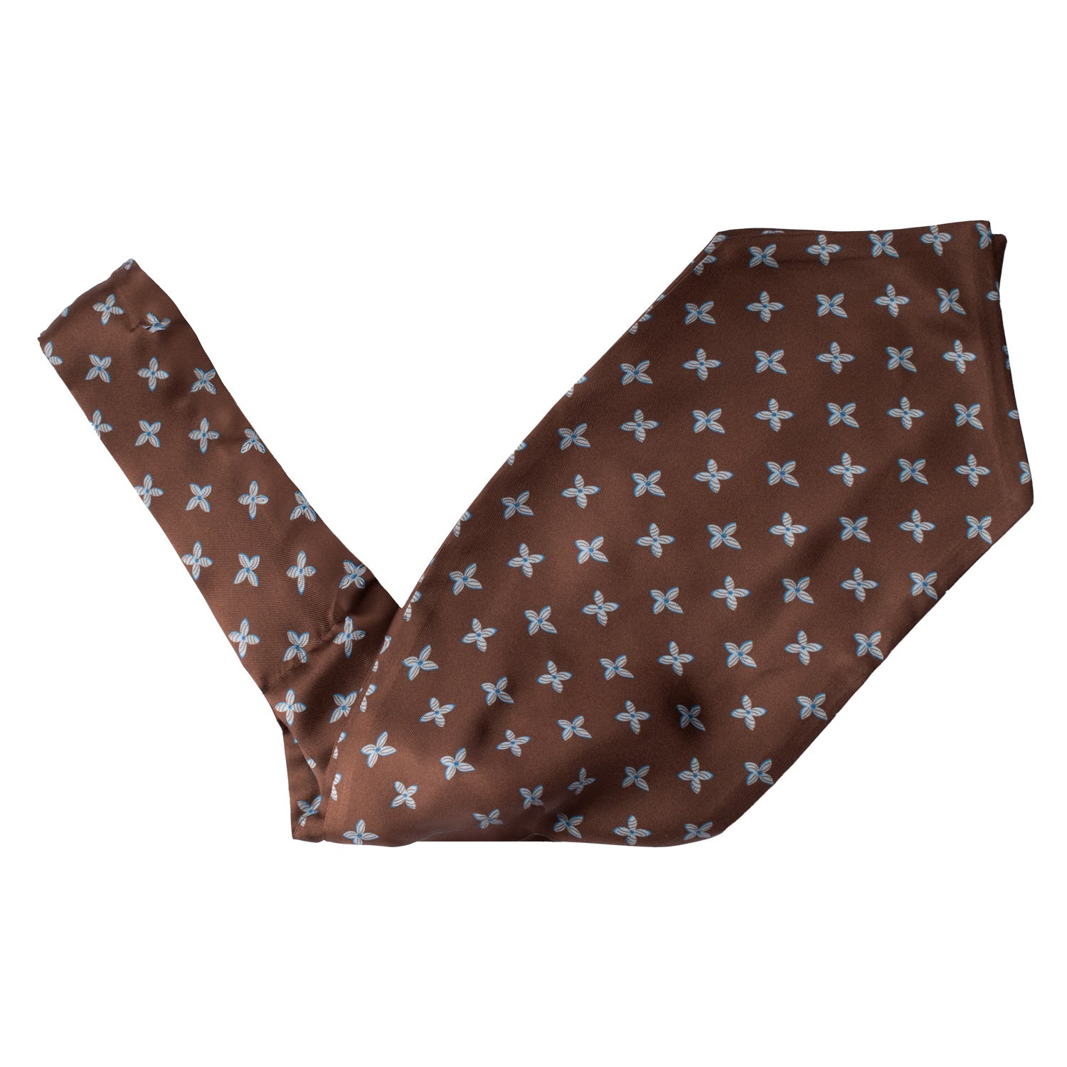 Ascot Stampa di Seta Marrone Fantasia Azzurro Celeste AS117 V