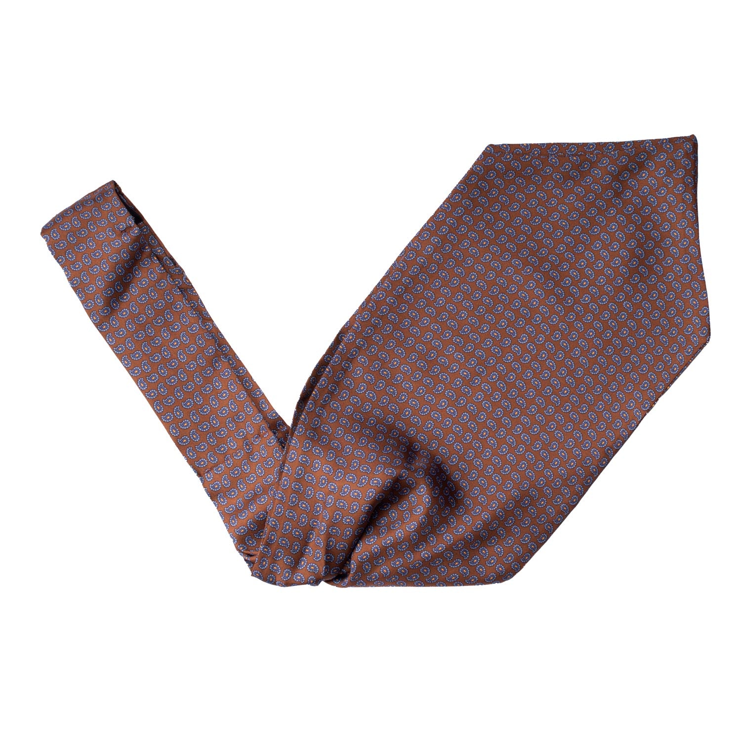 Ascot Stampa di Seta Marrone Paisley Celeste Arancione AS119 V