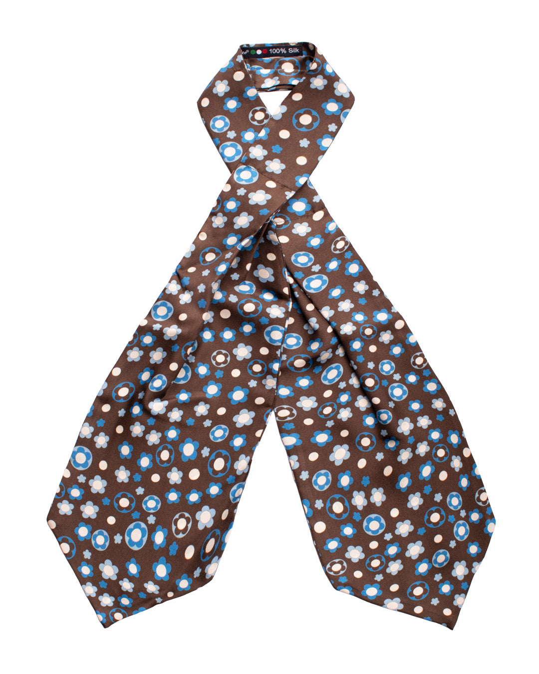 Ascot Stampa di Seta Marrone a Fiori Multicolor AS181 Made in Italy Graffeo Cravatte Fronte
