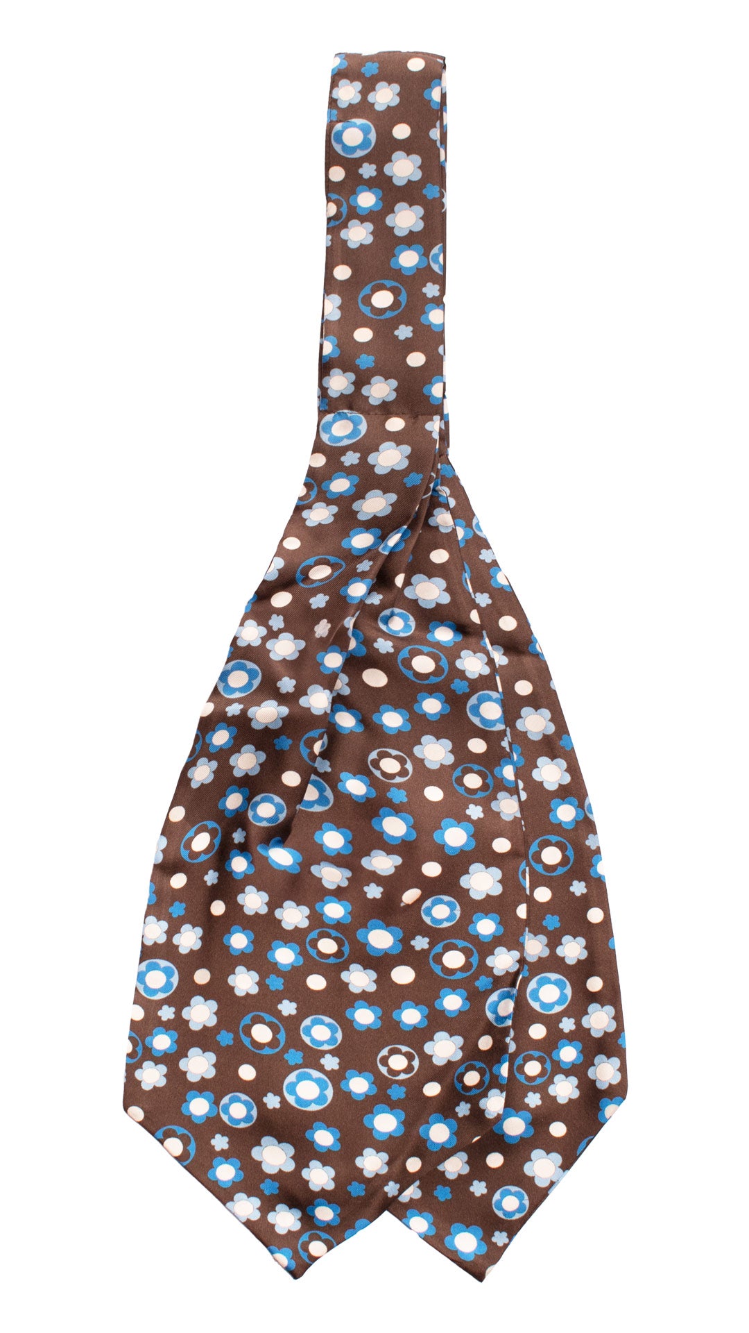 Ascot Stampa di Seta Marrone a Fiori Multicolor AS181 Retro