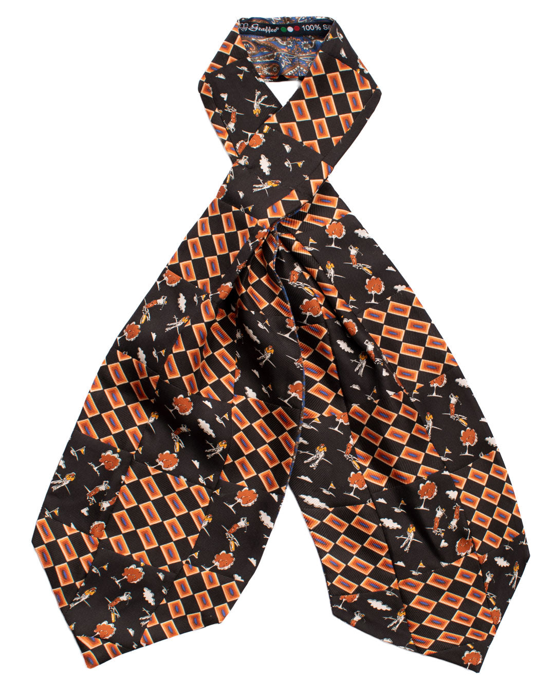 Ascot-Stampa-di-Seta-Nero-Vintage-Patchwork-Fantasia-Multicolor-AP92
Intera