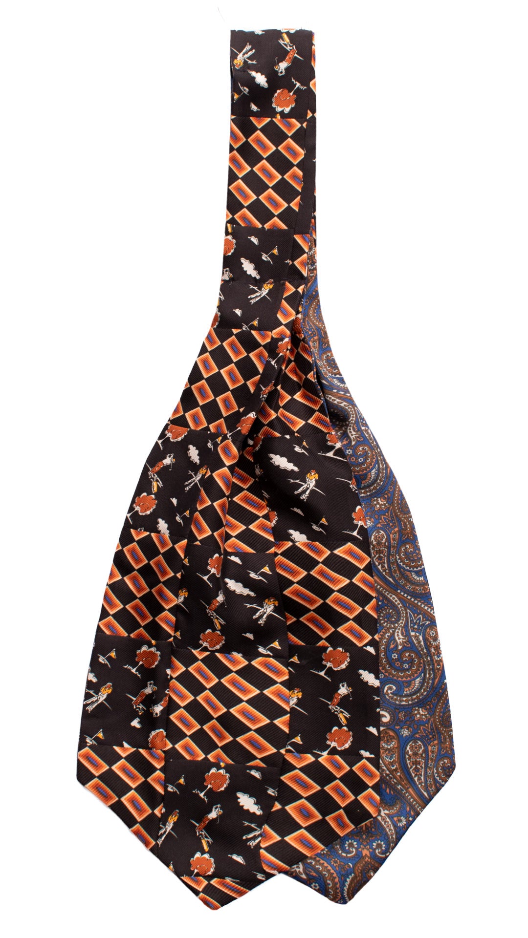 Ascot-Stampa-di-Seta-Nero-Vintage-Patchwork-Fantasia-Multicolor-AP92
Retro