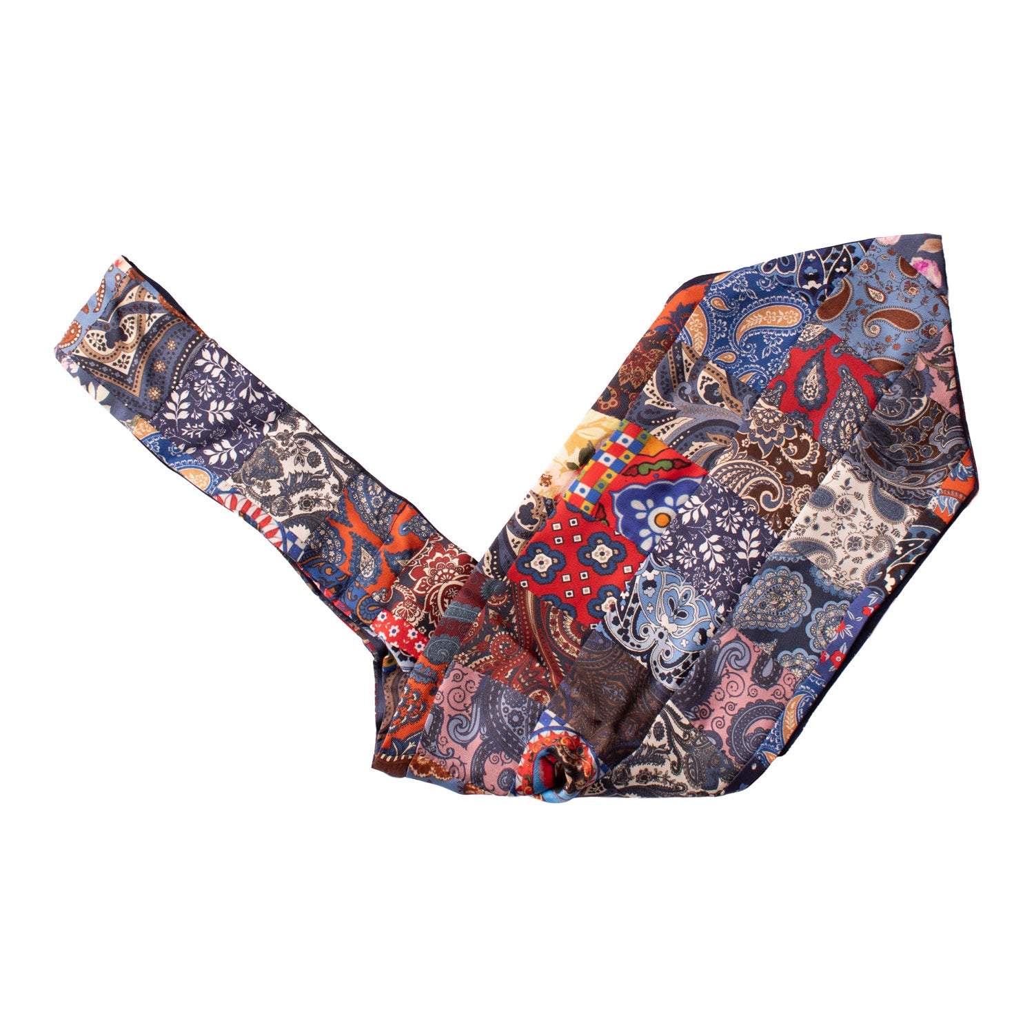 Ascot Stampa di Seta Vintage Patchwork Fantasia Multicolor AP22 V