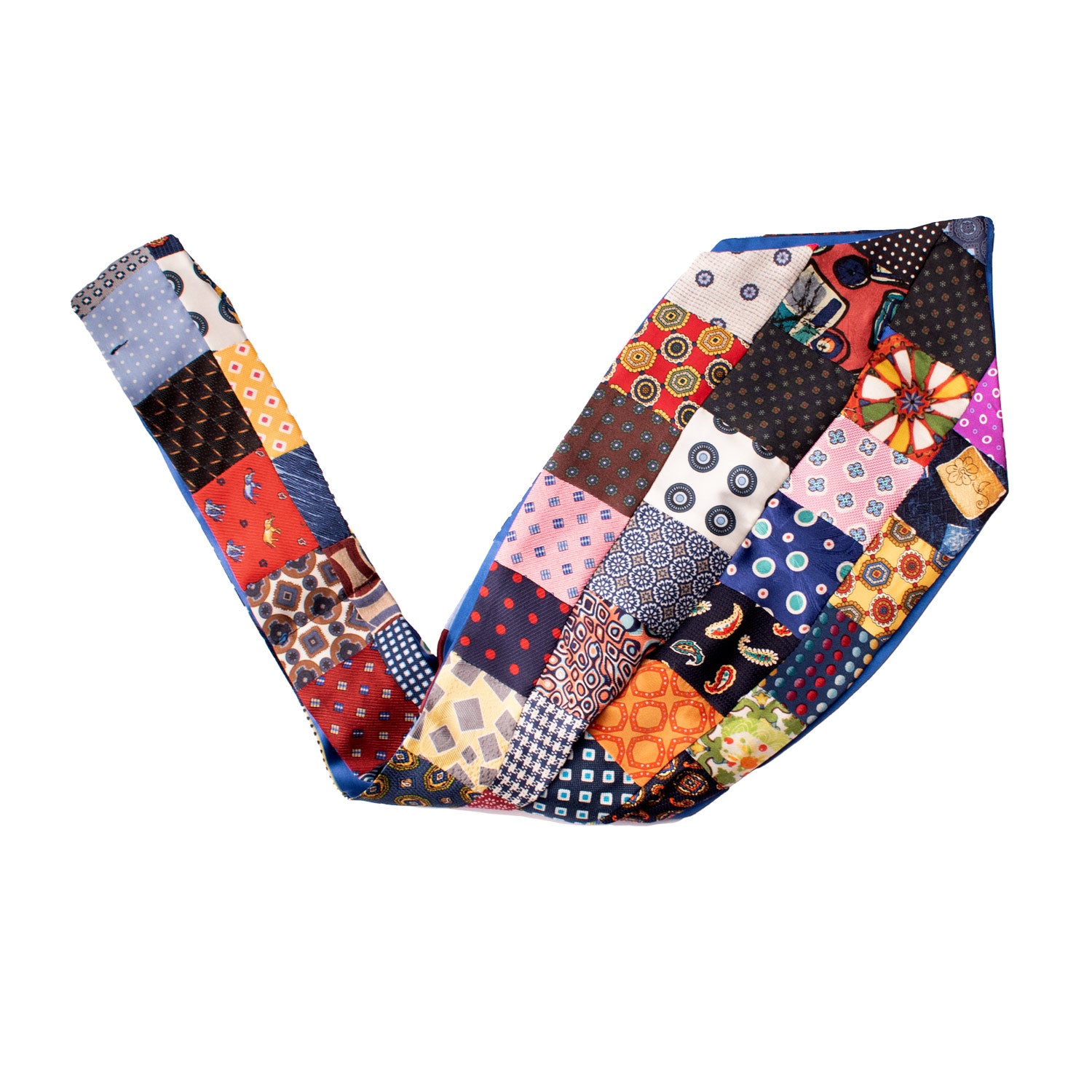 Ascot Stampa di Seta Vintage Patchwork Fantasia Multicolor AP36 V