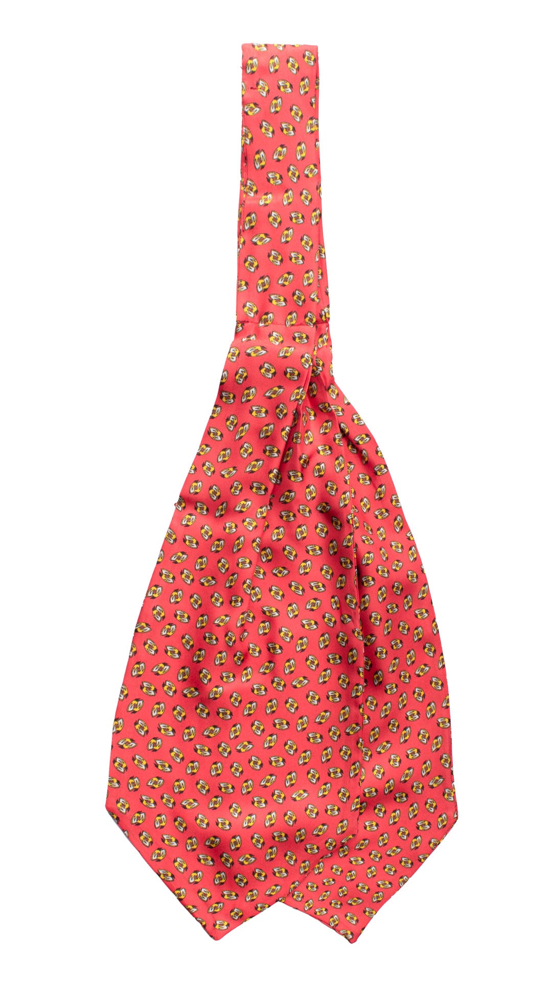 Ascot Stampa di Seta Rosa Pompelmo Fantasia Gialla Bianca AS156 Retro