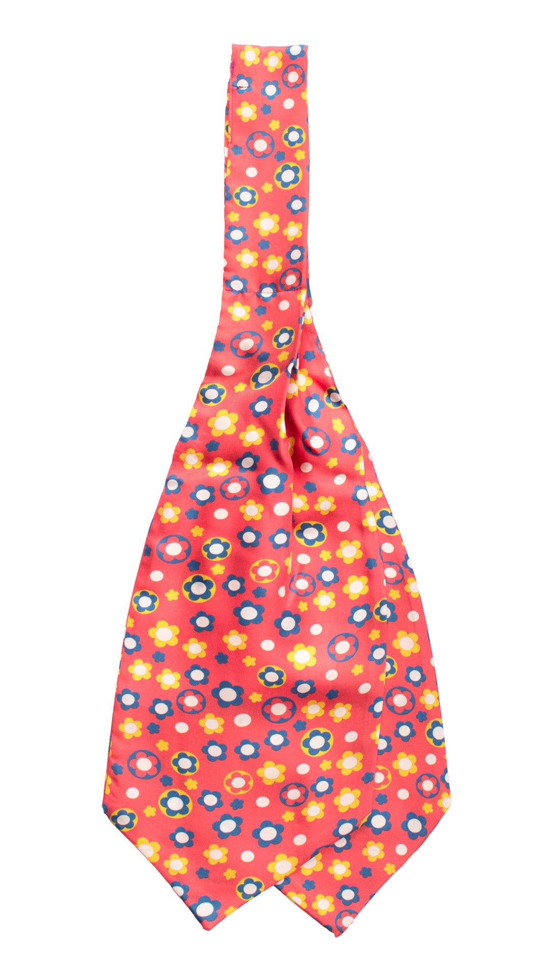 Ascot Stampa di Seta Rosa Pompelmo a Fiori Multicolor AS160 Retro